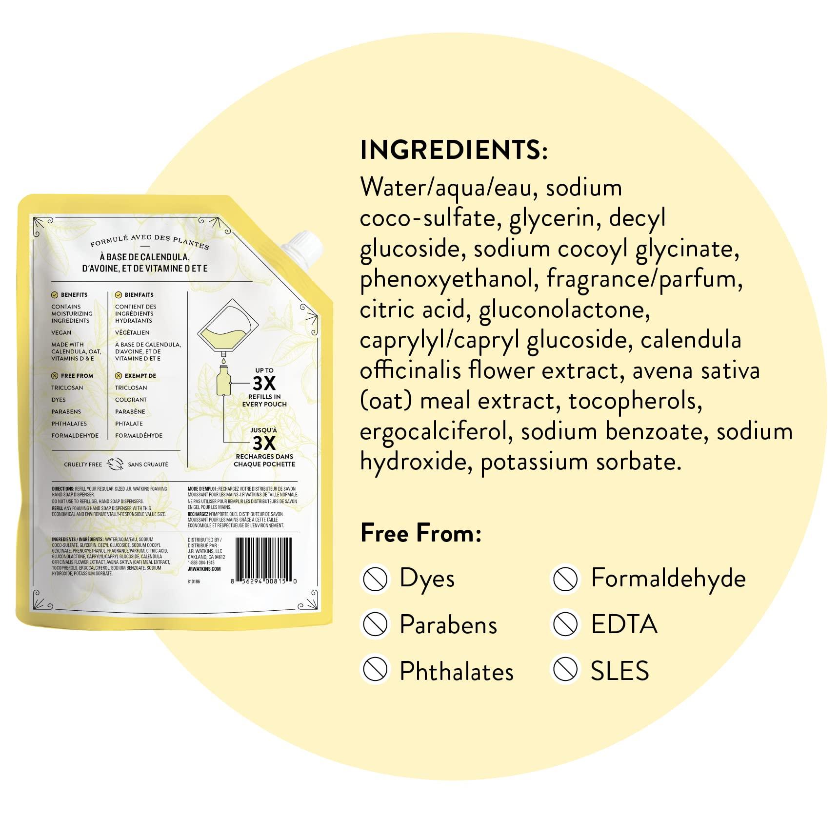 J.R. Watkins Foaming Hand Soap Refill, Moisturizing Foam Hand Wash, All Natural, Alcohol-Free, Cruelty-Free, USA Made, Lemon, 28 fl oz, 3 Pack - Image 6