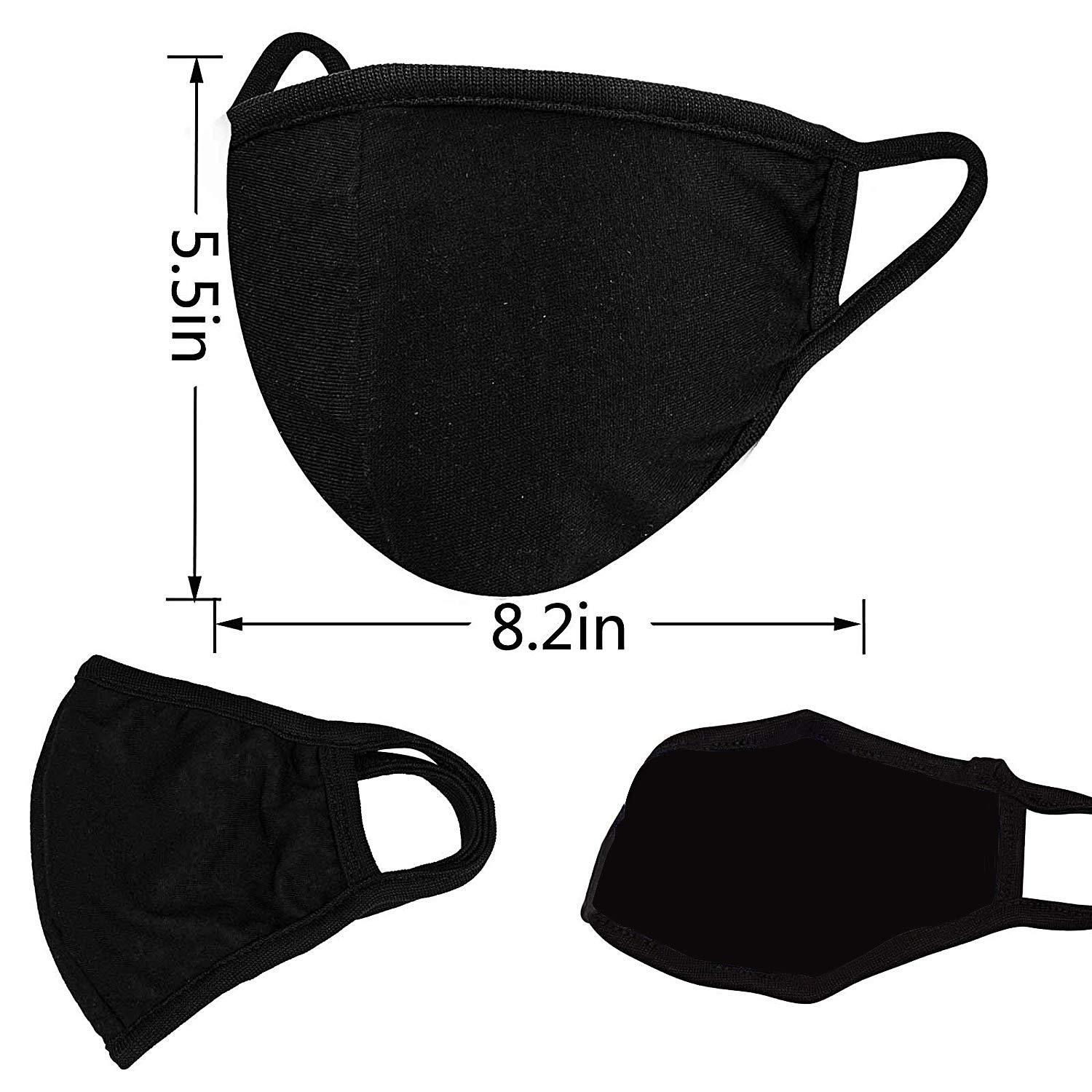 6pcs/Pack Black Mask Windproof Dustproof Masks Breathable Reusable Washed for Outdoor Sport Half Face Earloop Cotton Masks - Image 2