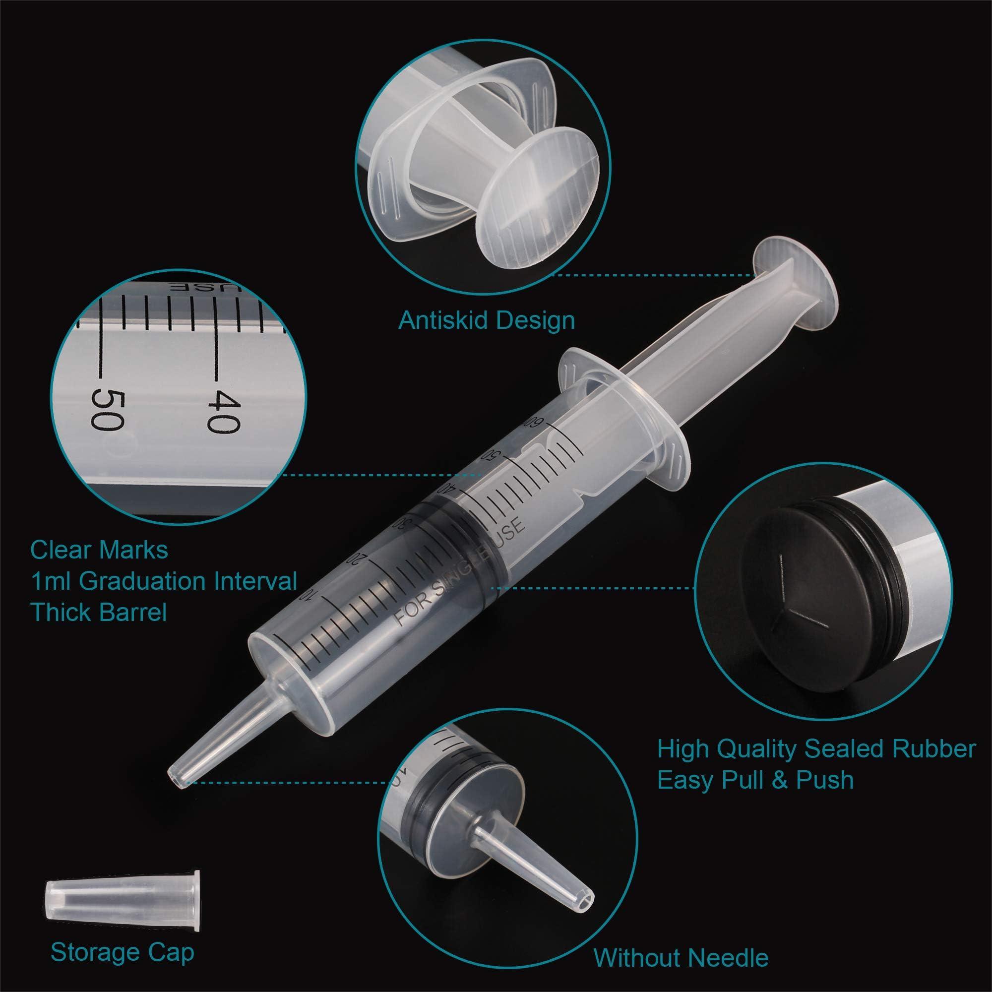 12Pack 60ml Syringe for Liquid - Large Plastic Syringes Without Needle for Jello Food Thick Liquids and Irrigation Water, Lip Gloss Filling, Feeding Dogs Meds, Measuring ( 12 Pack 60 ml / cc ) - Image 4