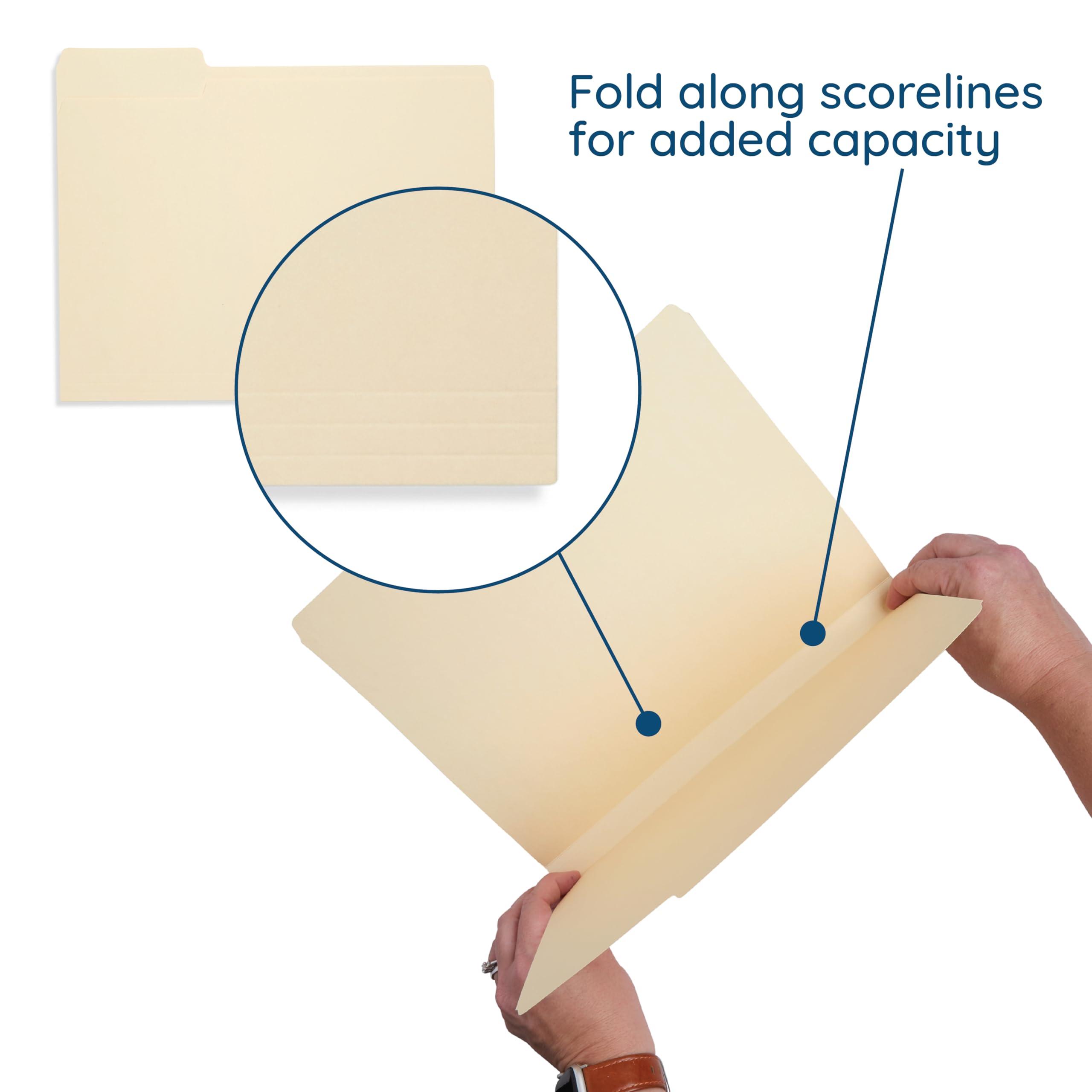 200 Blue Summit Supplies Manilla Folders - Letter Size File Folders with 1/3 Cut Top Tabs, Assorted Positions, Durable 11pt Manila Paper for Office Organization - Image 2