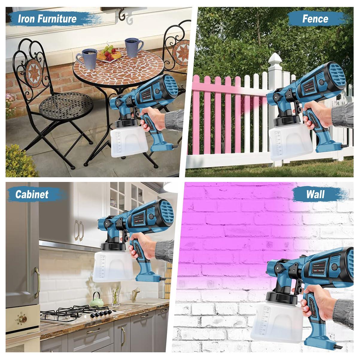 Paint Sprayer Tool 1000W High Power Electric Spray Paint Gun Easy to Clean for Furniture Cabinets Fence Walls Door Garden Chairs Blue - Image 5
