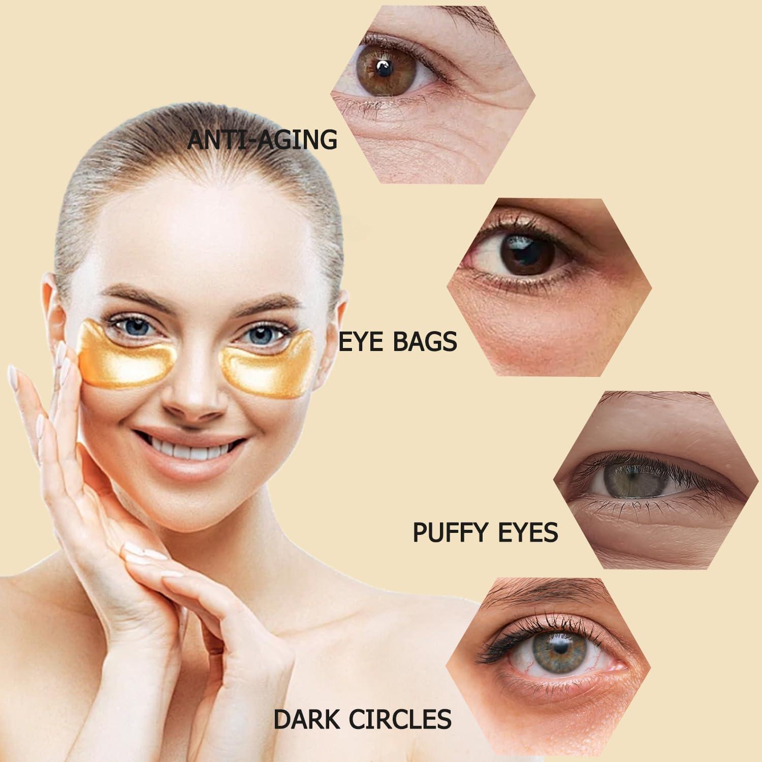 24k Golden Glow Under Eye Patches (30 Pairs Eye Gels), Collagen Eye Masks for Dark Circles and Puffiness, Bags, Relieves Pressure and Reduces Wrinkles, Refreshes Your Skin, Beauty & Personal Care - Image 2