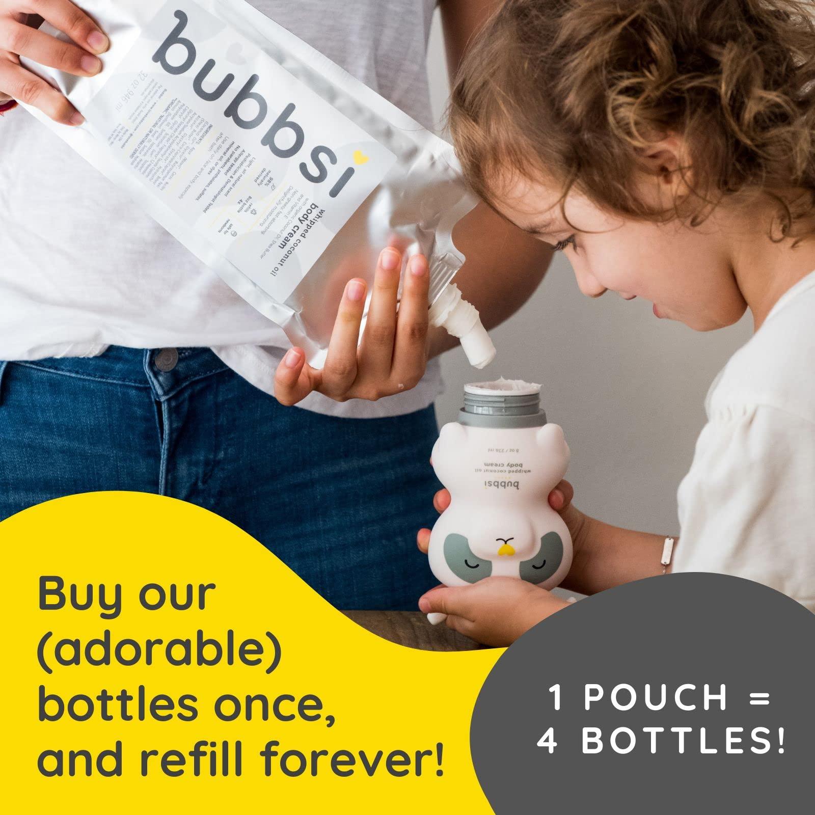 Bubbsi Whipped Coconut Oil Baby Lotion for Eczema, Dry Skin, Baby Acne, KP | Organic Coconut Oil, Shea Butter, Vitamin E | Light, Natural Scent | EU Compliant, Vegan (Refillable, 8oz) - Image 5