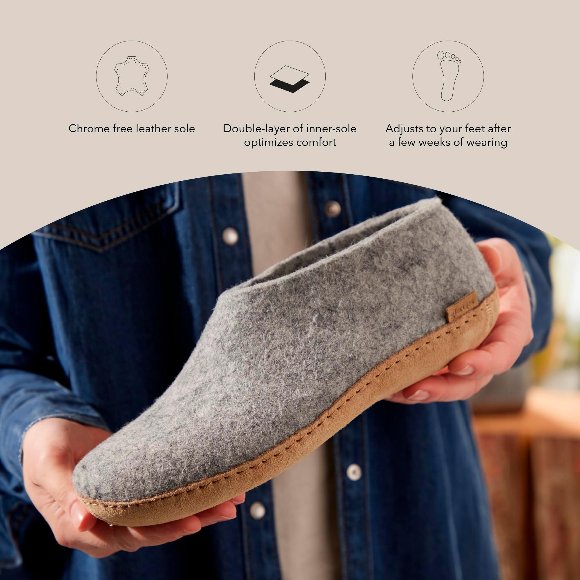 Glerups 100% quality wool mix Slipper with leather sole - Unisex Slip-on - Image 3