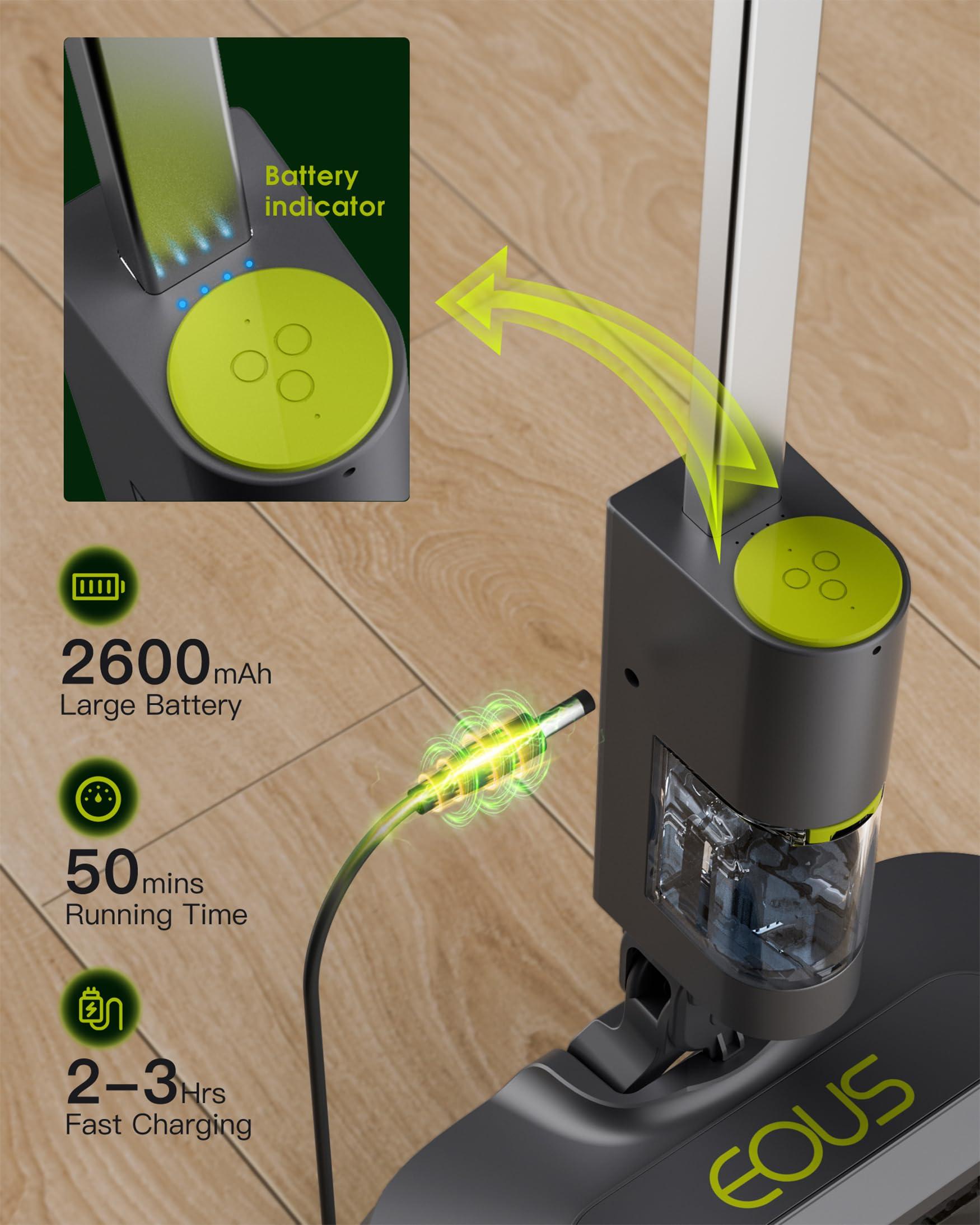 eous Cordless Electric Mop, with Detachable Water Tank & Water Sprayer, LED Headlights & Large Capacity Battery Self-Propelled Electric Spin Floor Mop for Floor Cleaning, Floor Cleaner Supported - Image 4