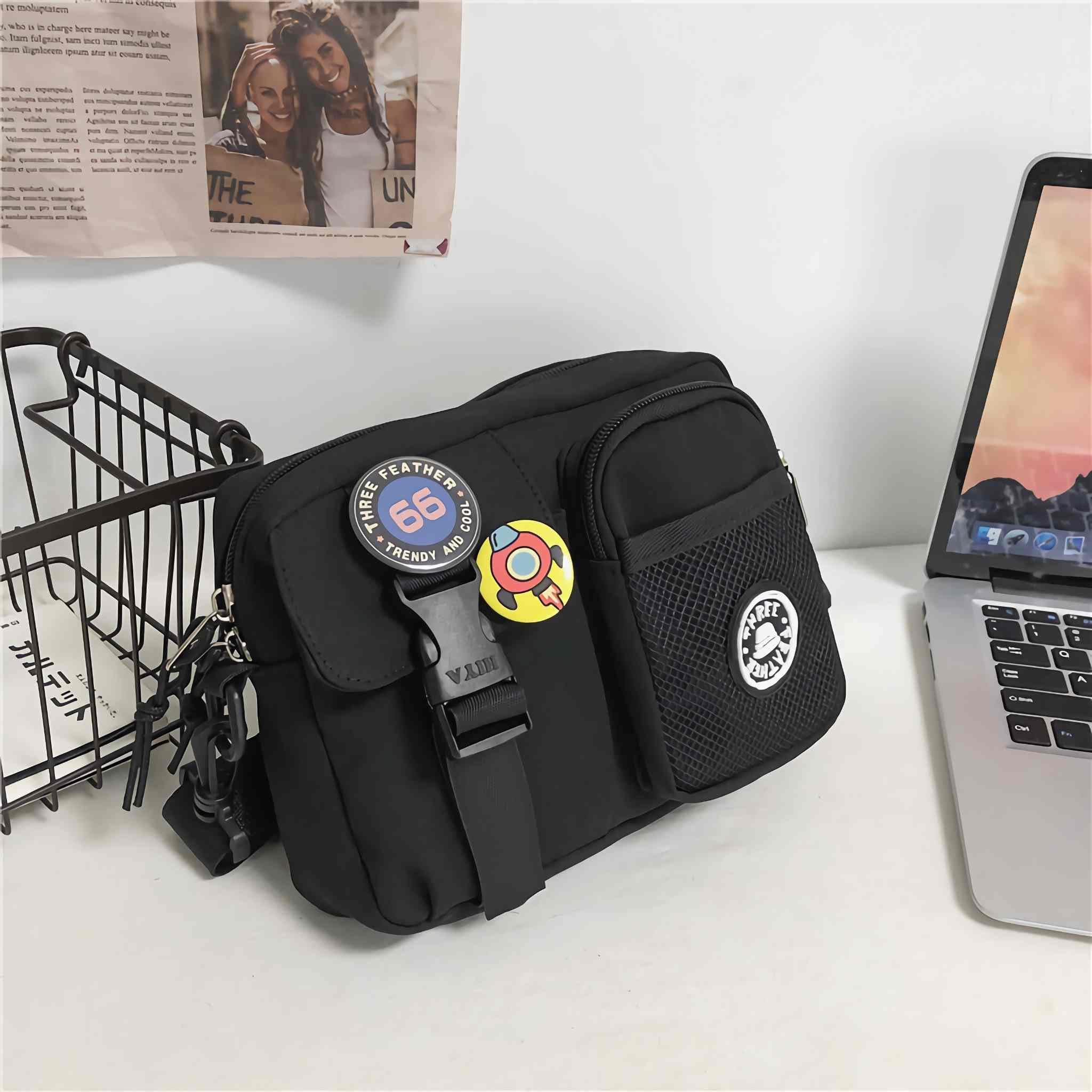 Lefe Liee Black Crossbody Bag for Men - Cute Small Messenger Sling Shoulder Bag - Men's Gift - Image 2