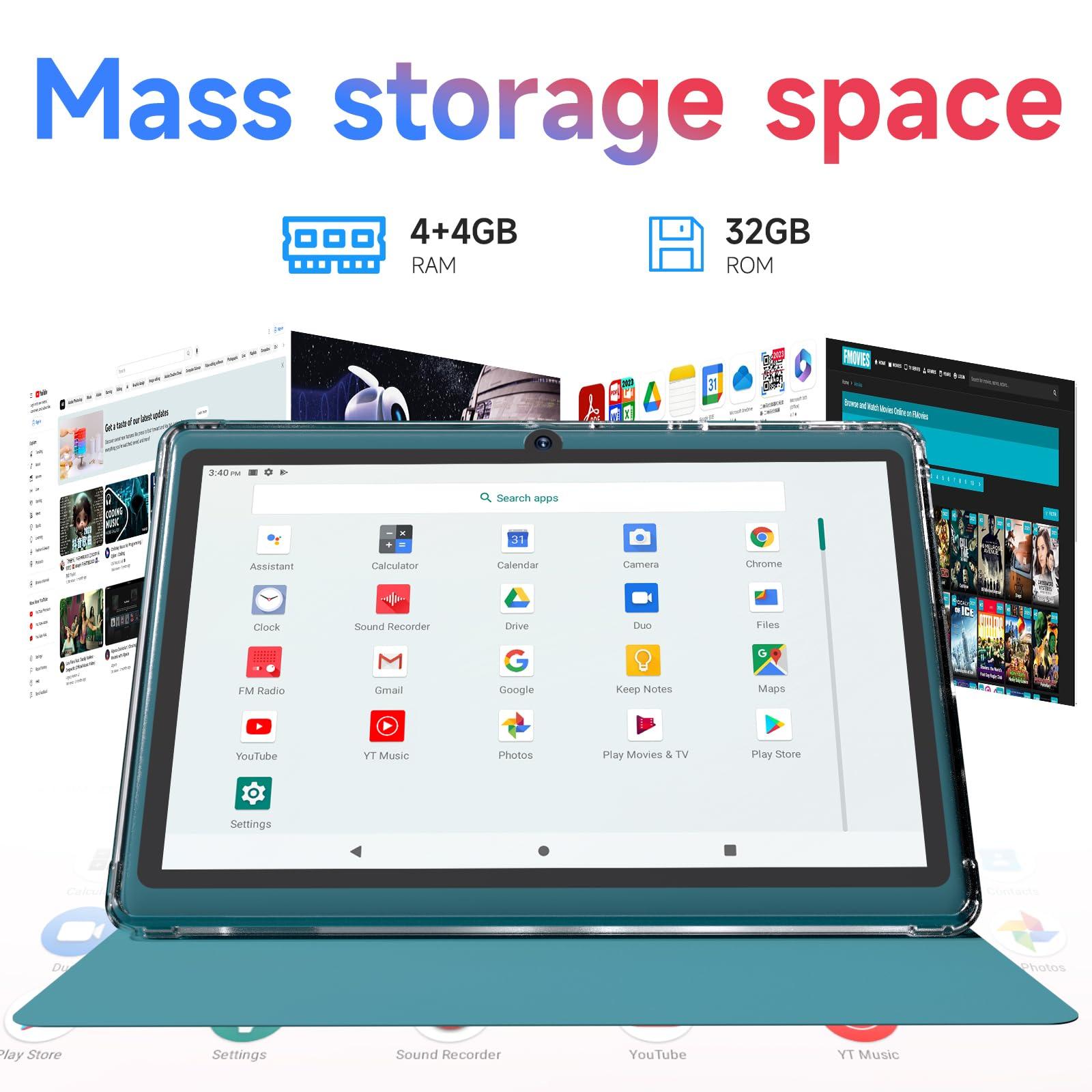 Android 14 Tablet 7 inch Tablets with Case, 8GB RAM 32GB ROM 1TB Expand, Quad-Core Processor Tablet PC, 1024 x 600 IPS Screen, Dual Camera, 3000mAh Battery, Bluetooth, WiFi, GMS, Widevine L1, Navy - Image 4