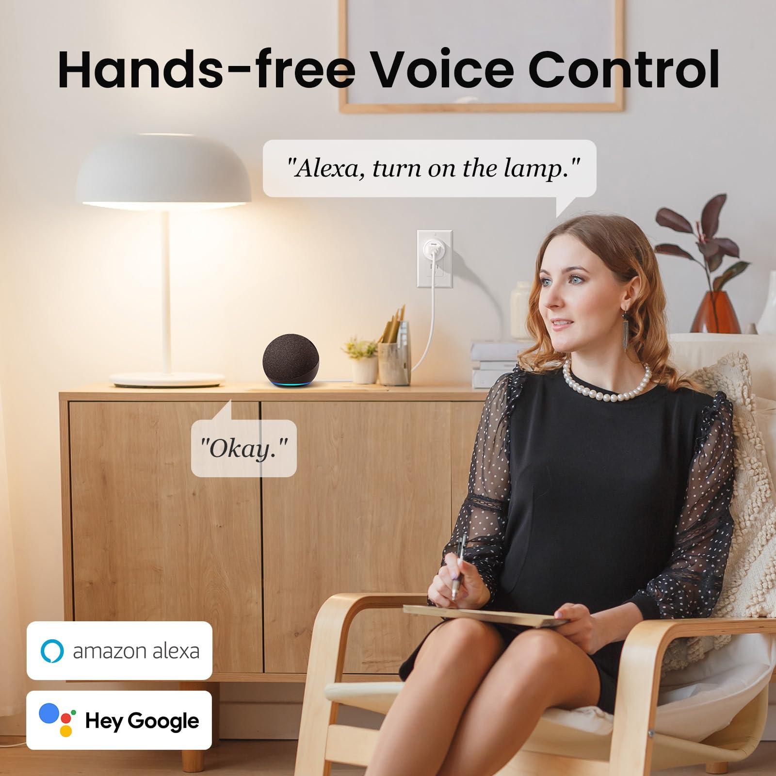 GHome Smart Mini Plug Compatible with Alexa and Google Home, WiFi Outlet Socket Remote Control with Timer Function, Only Supports 2.4GHz Network, No Hub Required, ETL FCC Listed (4 Pack), White - Image 2