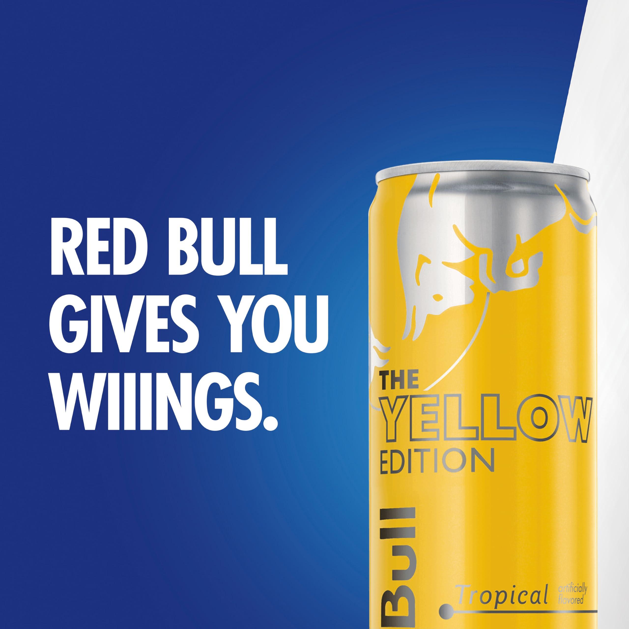 Red Bull Yellow Edition Energy Drink, Tropical, with 114mg Caffeine plus Taurine & B Vitamins, 12 Fl Oz, Pack of 24 Cans - Image 4