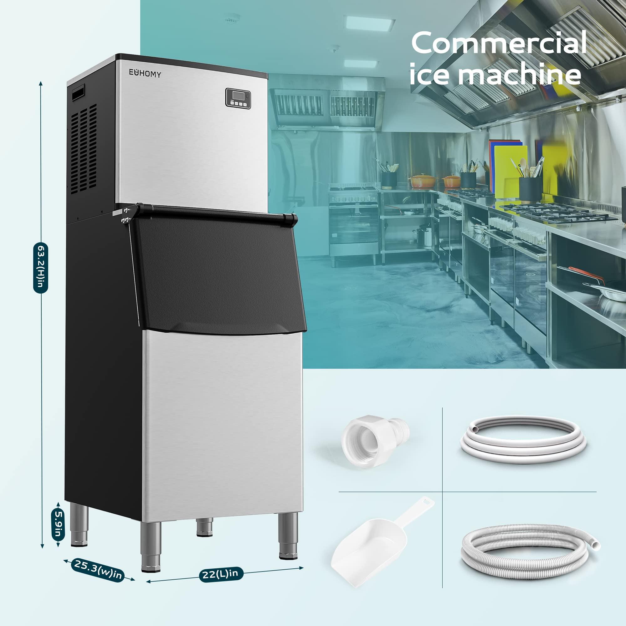EUHOMY Commercial Ice Maker Machine 400Lbs/24H, SECOP Compressor&ETL Approval, Industrial Ice Machine, 250Lbs Storage, Ice Ready in 8-15 min, Stainless Steel Ice Maker for Bar/Cafe/Restaurant/Business - Image 8