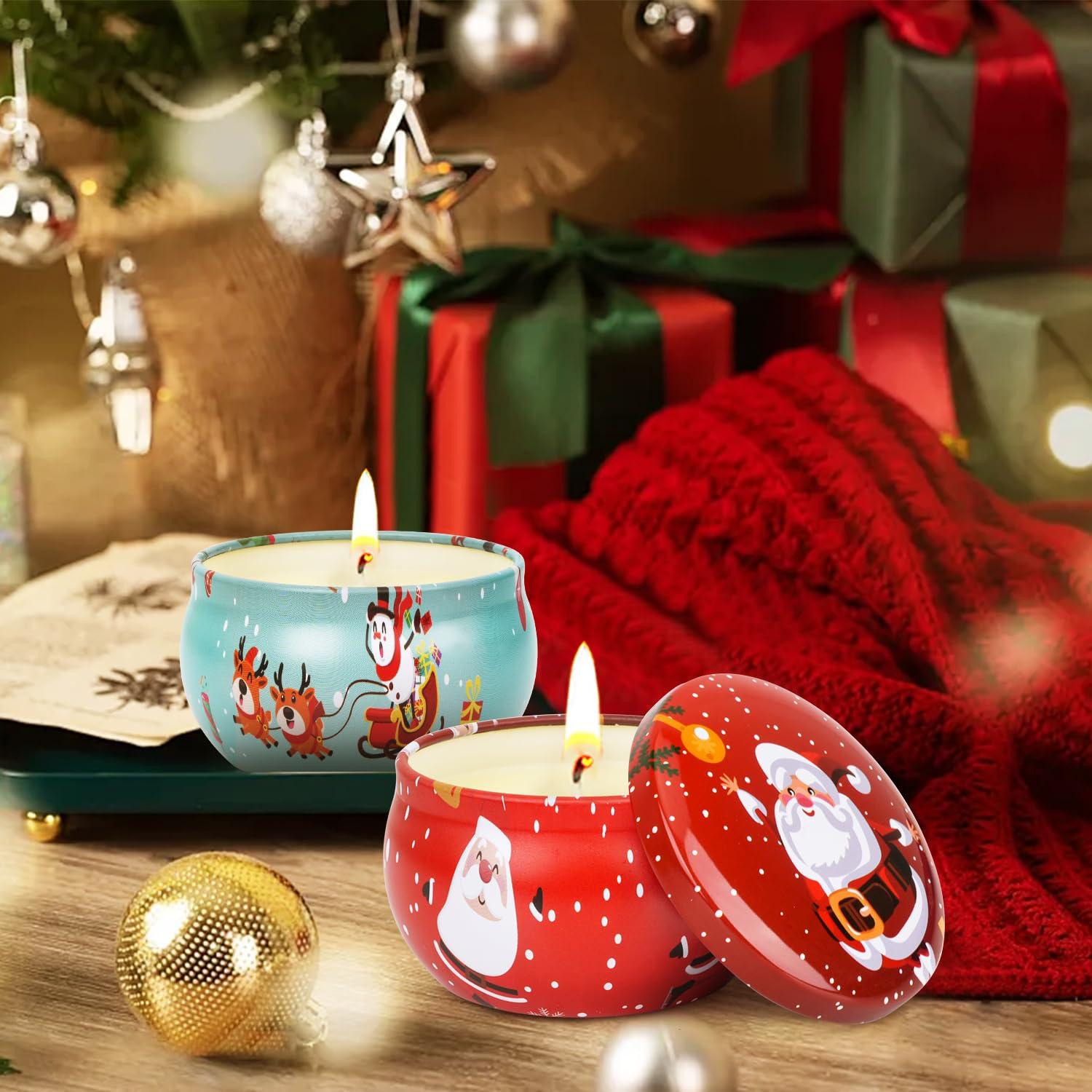 Christmas Gifts Set, 8 Pack Christmas Scented Candles Set, Bulk Stocking Stuffers for Coworkers Adults Women, Small Aromatherapy Candles Gift Baskets for Birthday Christmas Decoration Holiday Gift - Image 3