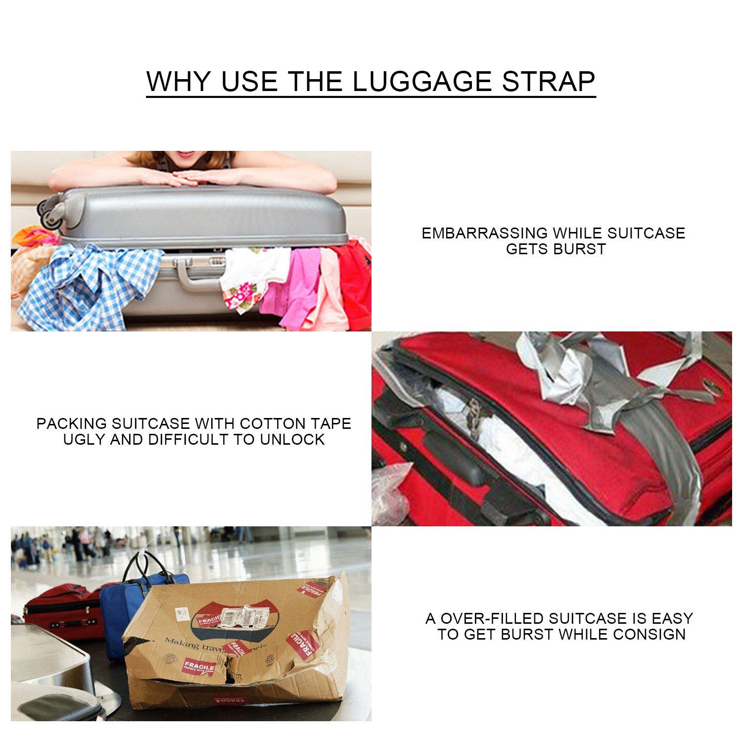 Luxebell Luggage Straps Suitcases Belt TSA Approved Travel Essentials Accessories Gift for Carry on Bag 6.56 ft 4 Pack - Image 6