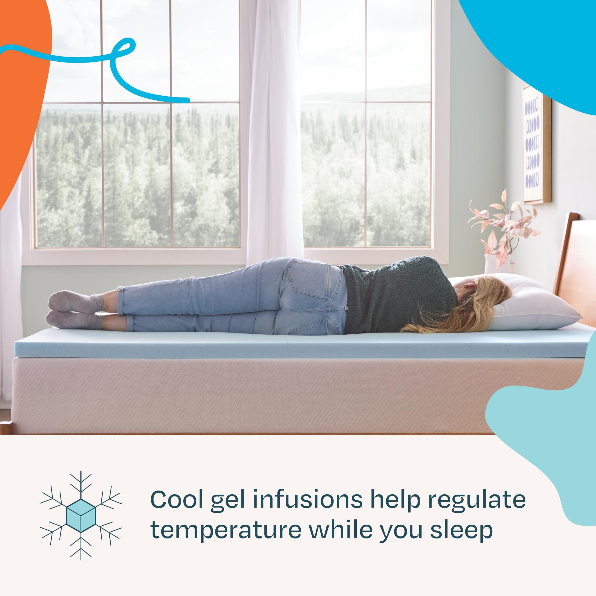 LINENSPA Memory Foam Mattress Topper - 2 Inch Gel Infused Memory Foam - Plush Feel - Cooling and Pressure Relieving - CertiPUR Certified - Dorm Room Essentials - Queen Size - Image 3
