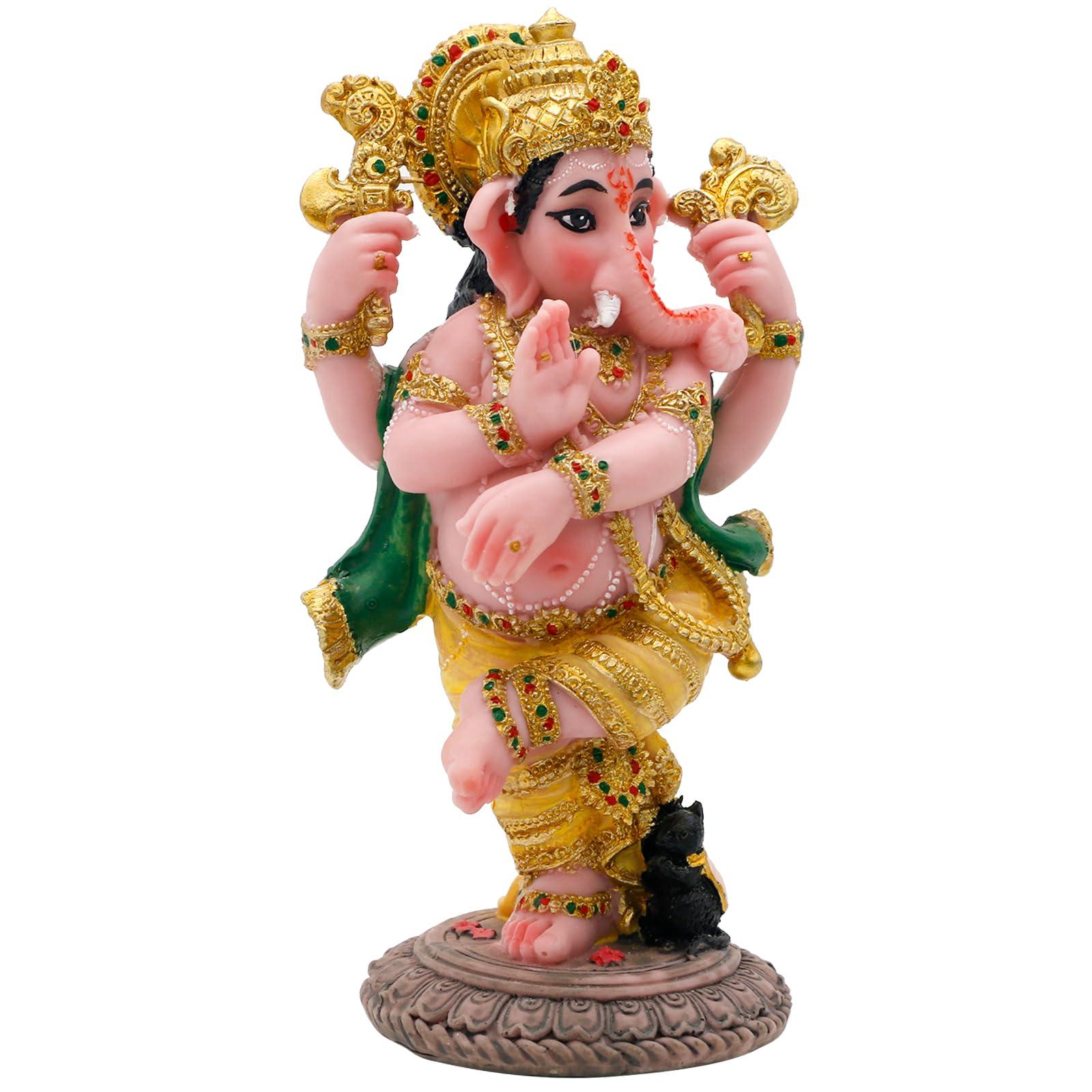 Indian God Ganesha Idol Statue - 5”H Hindu Dancing Ganesh Murti India Ganapati Pooja Item Home Office Temple Mandir Shrine Altar Diwali Puja Spiritual Decor Ideal Gifts for Indian Friend Relative - Image 8