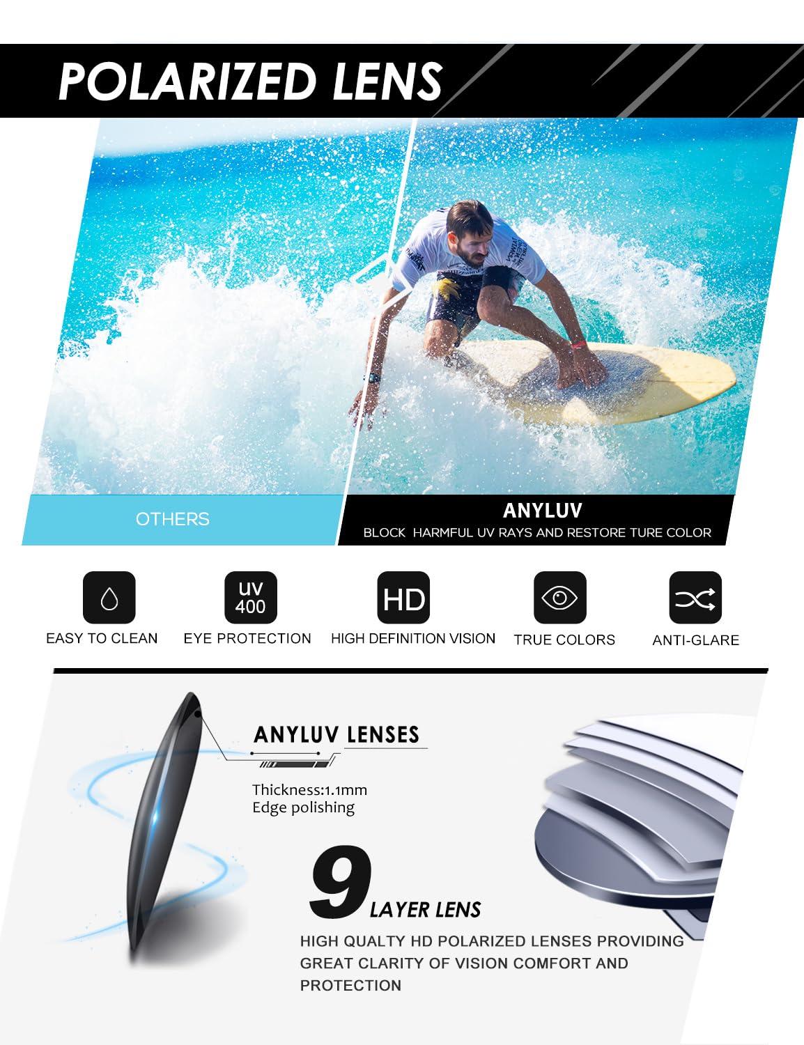 ANYLUV Mens Sunglasses Polarized, Retro Sunglasses for Men Women with UV Protection for Outdoors Fishing Driving 3 Packs - Image 4