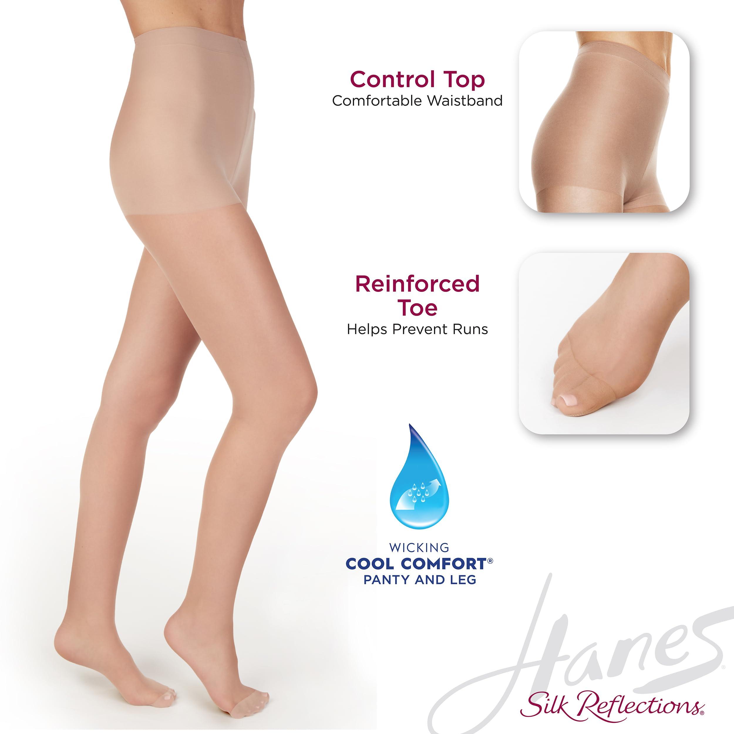 Hanes Silk Reflections Control Top Reinforced Toe Silky Sheer Pantyhose - Image 3