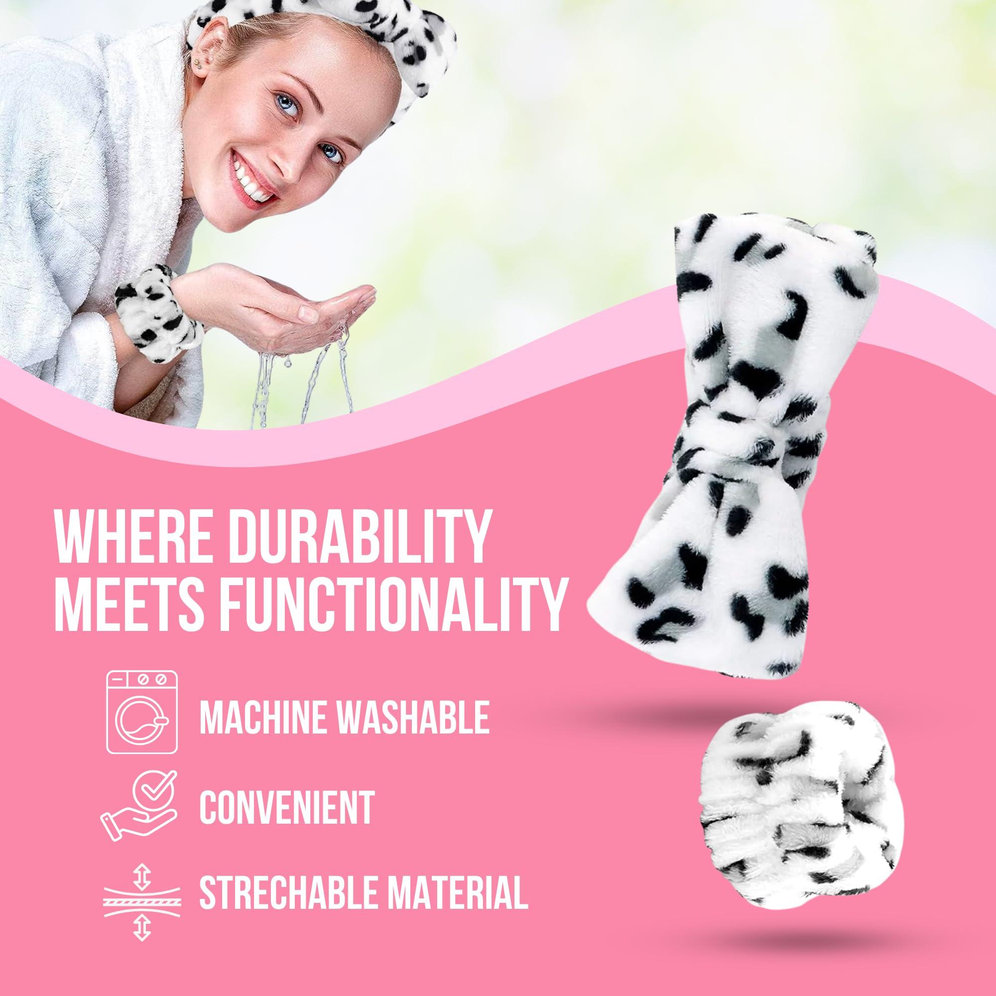 The Freckled Rebel Skincare Bundle Gray Spa Headband and Wristband Set for Face washing face headband and wrist. Enhanced Comfort and Absorbency for Beauty Routines Skincare sets. - Image 6