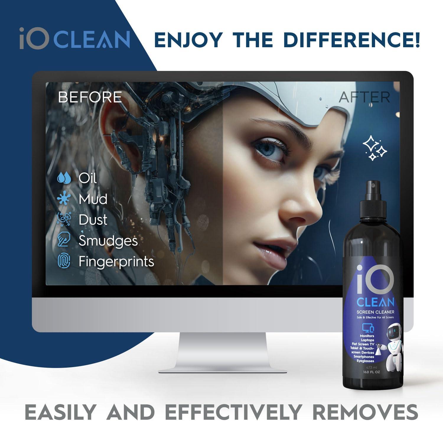 Screen Cleaner Spray (16oz - 473ml) – Best Large Cleaning Kit for LCD LED OLED TV, Smartphone, iPad, Laptop, Touchscreen, Computer Monitor, Electronic Devices, Microfiber Cloth Wipes and 2 Nozzles - Image 5