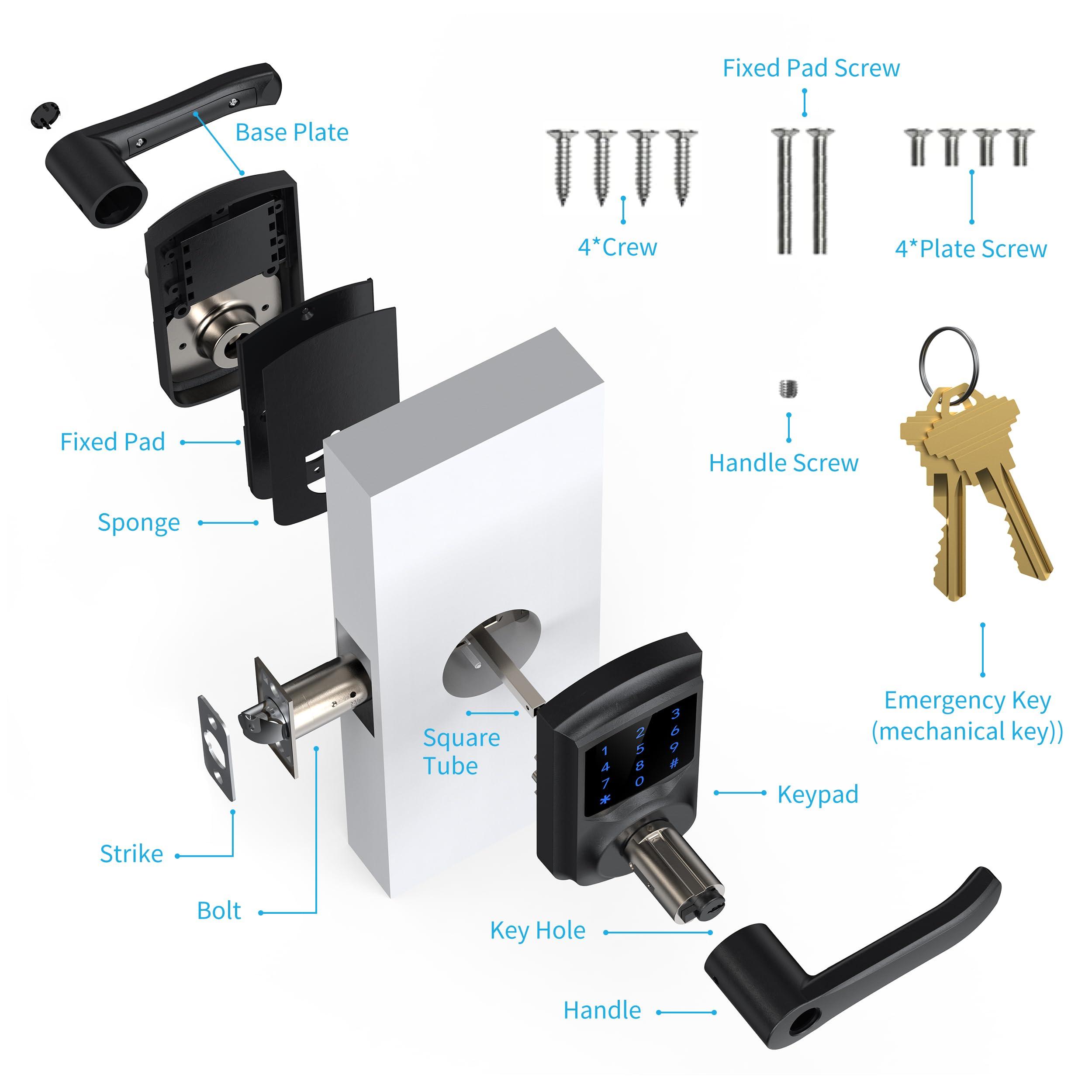 HIDALIFE Keyless Entry Door Lock with Keypad and Handle for Front Doors, Touchscreen, Anti-peep Password, Auto-Locking, Matte Black - Image 9