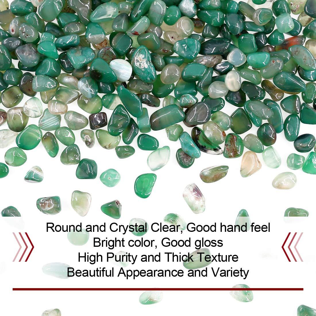 Hilitchi Green Agate Stone Tumbled Stones for Plants Cacti & Succulents Bedding, Vase Filler, Landscape Bottom Decoration (About 1lb(455g)/Bag) - Image 5