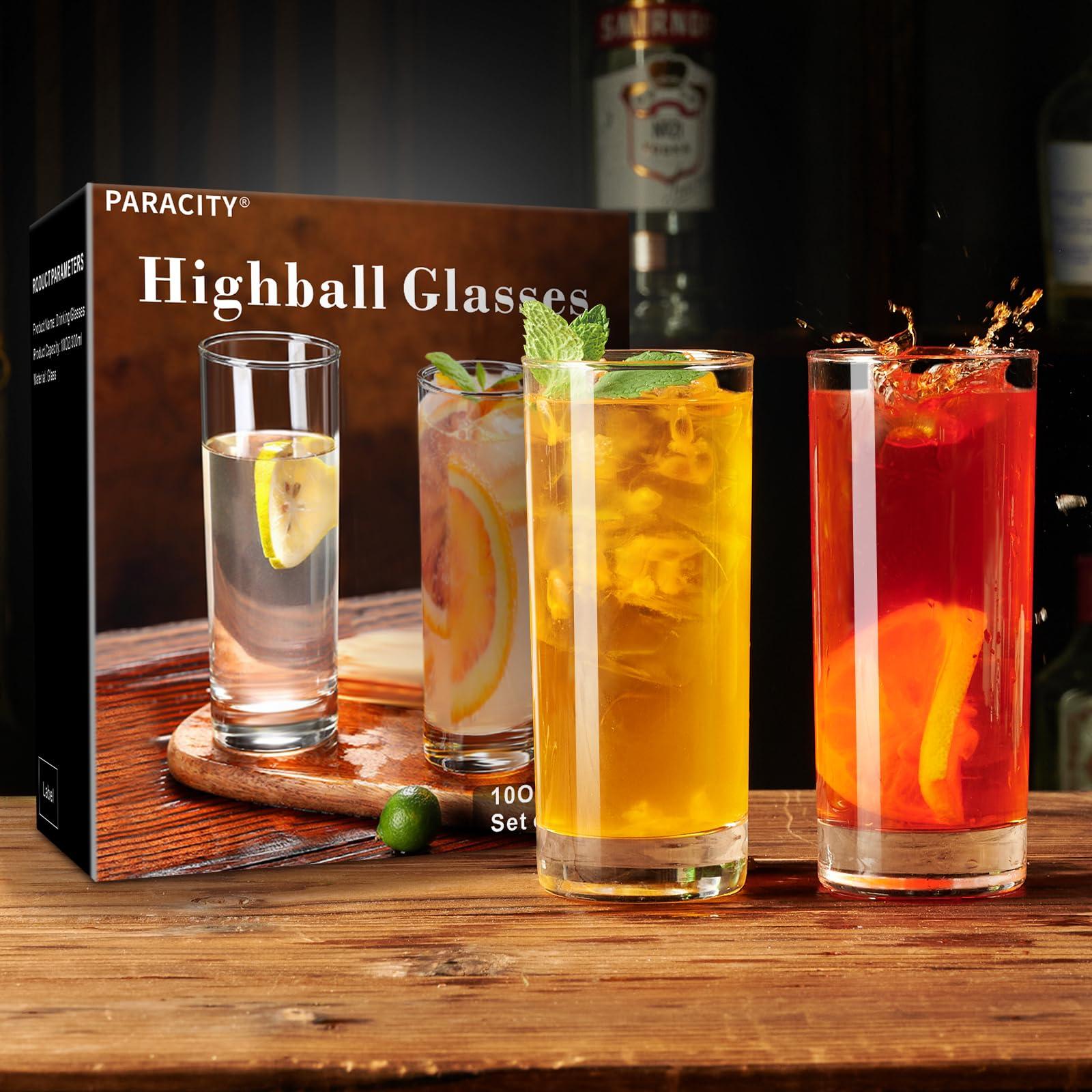 PARACITY Highball Glasses Set of 2, Drinking Glasses 10 Oz, Clear Glass Cups, Tall Tumbler Water Glasses, Glassware Set for Cocktail, Coffee, Mojitos - Image 6