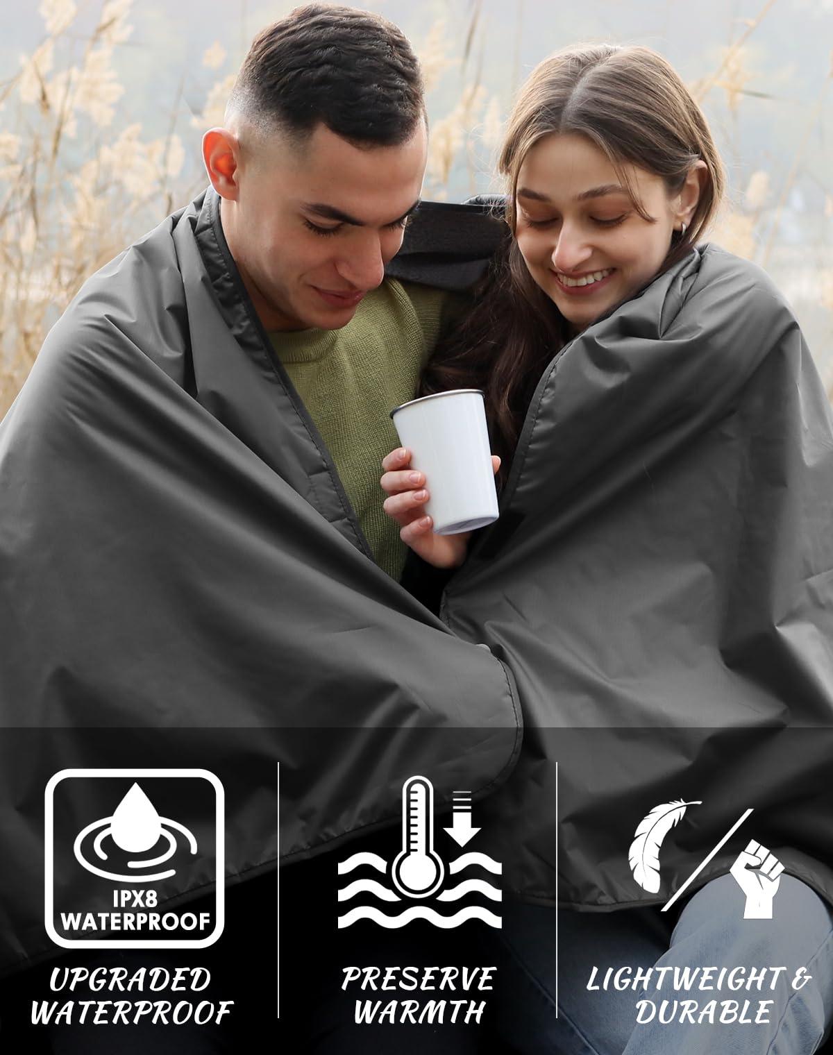 DUKUSEEK Hooded Stadium Blanket, Waterproof Windproof Outdoor Fleece Blanket - Large (79x56), Portable, Wearable, Warm for Outdoor Camping, Picnic, Stadium, Sports, Beach, Concerts, Car, Dogs… - Image 3