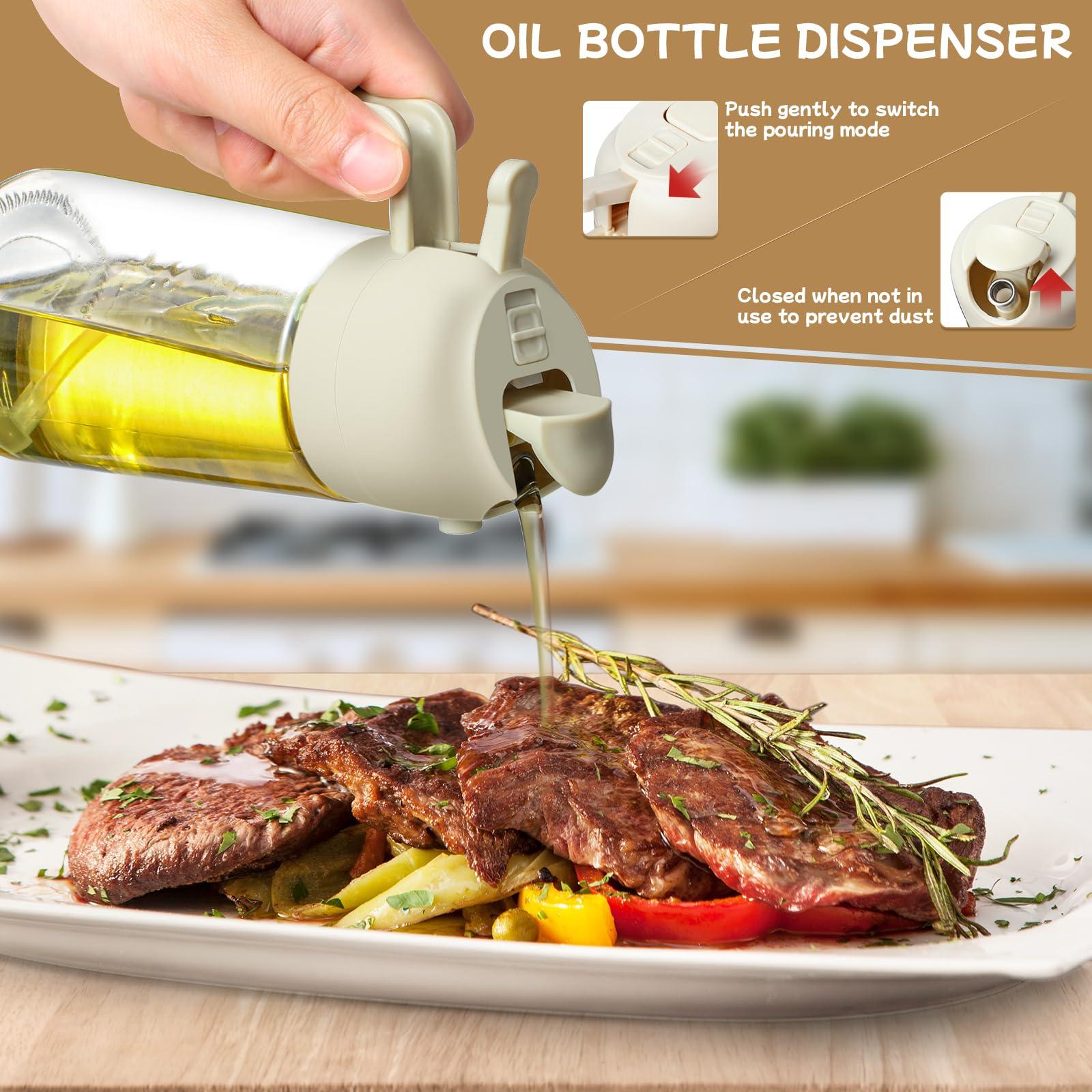Oil Sprayer for Cooking 2pcs,2 in 1 Oil Dispenser and Oil Sprayer Kitchen Gadgets-16oz Glass Oil Spray Bottle,Mist Olive Oil Dispenser for Kitchen,Air Fryer,Salad, Grill (White Kitchen Accessories) - Image 5