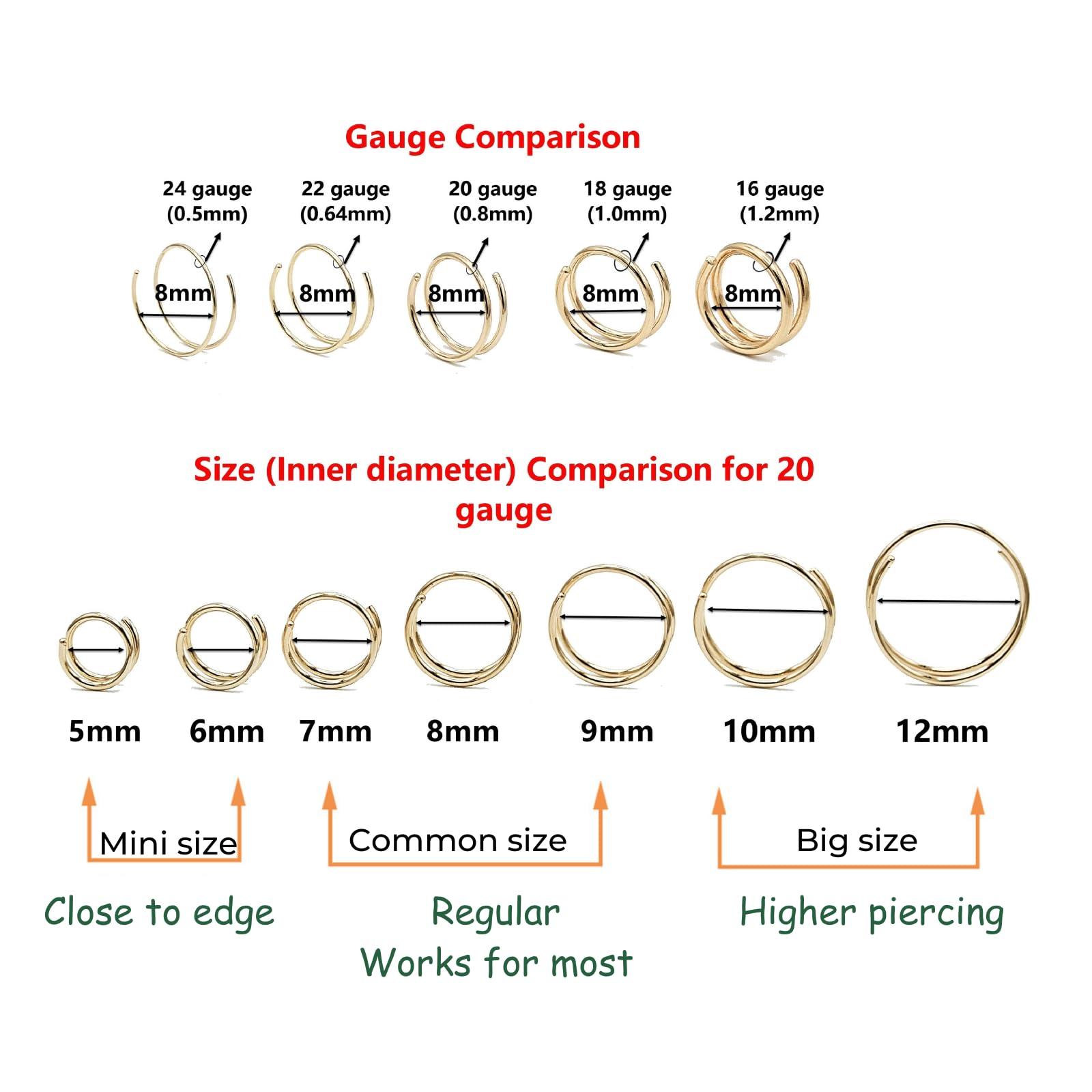 14k Gold Filled 20G Double Hoop Nose Ring for Single Piercing, 20 Gauge Small Thin 8mm Spiral Nose Jewelry for Women Men - Image 4
