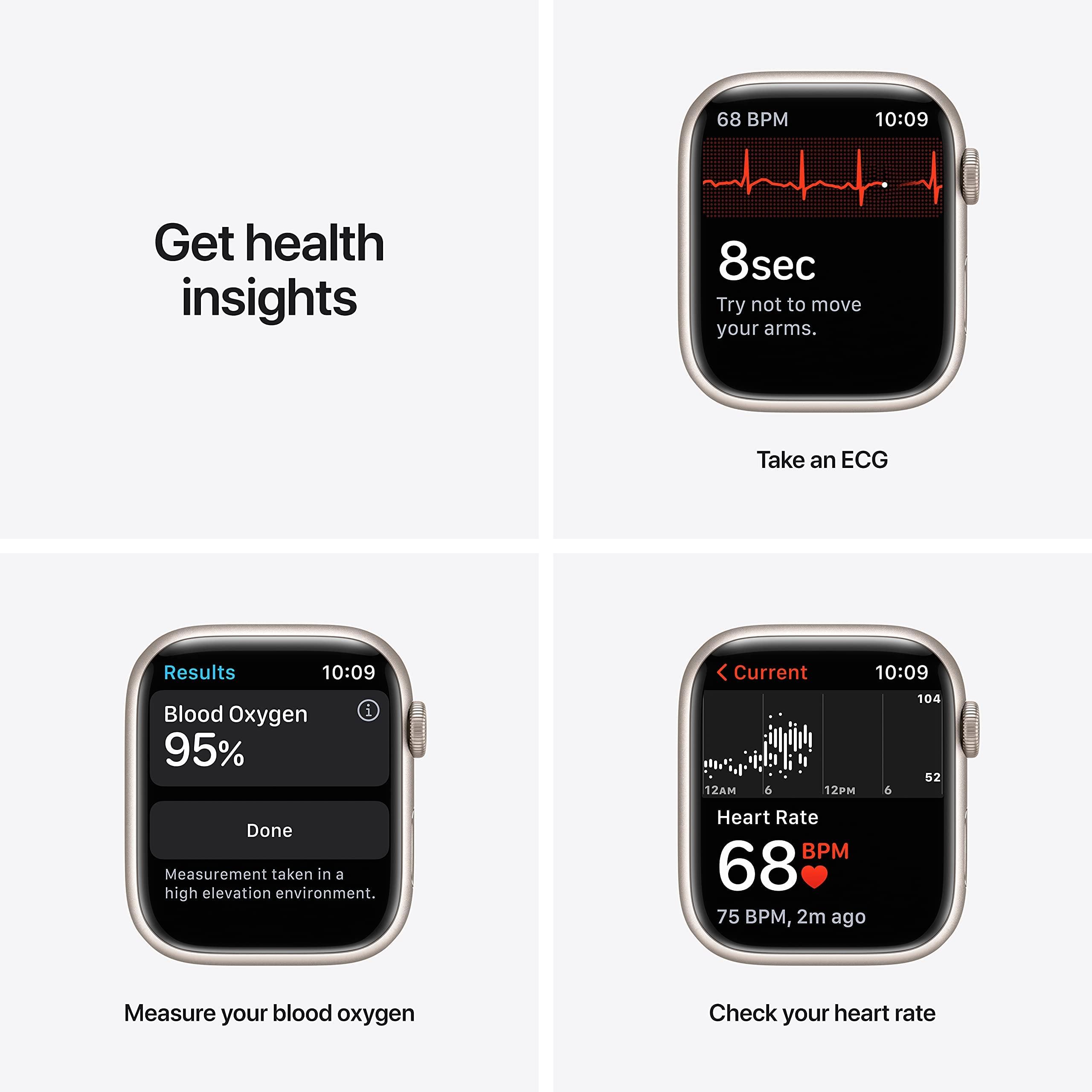 Apple Watch Series 7 (GPS, 45mm) Starlight Aluminum Case with Starlight Sport Band, Regular (Renewed) - Image 3