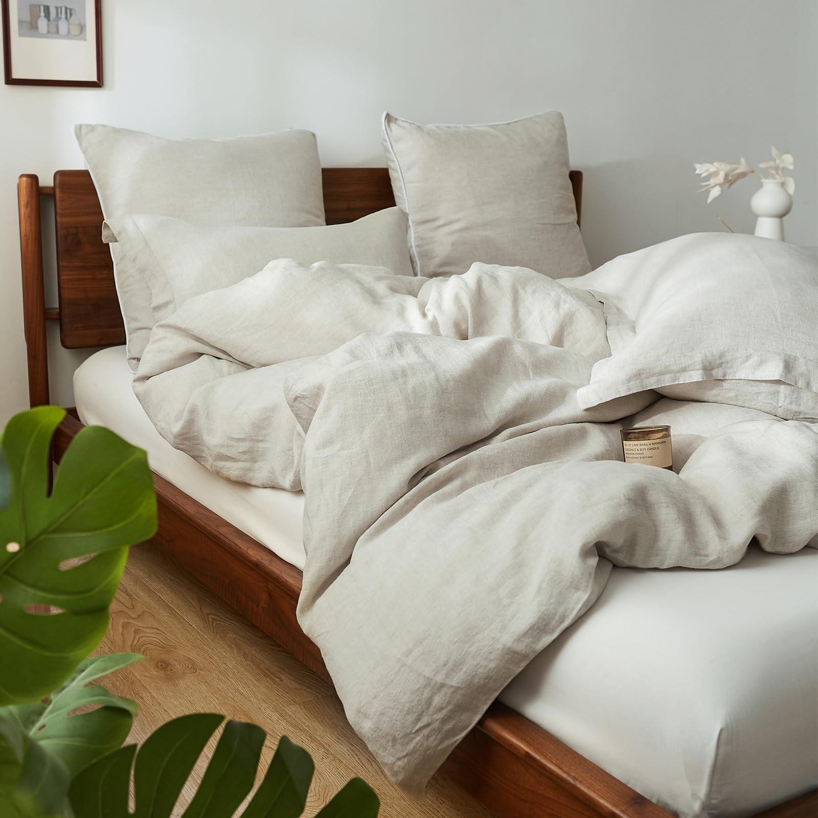 King Linens 100% French Linen Pillow Shams Basic Style - Pack of 2 - Washed Solid Color Natural Flax Soft Breathable - Linen, 20'' x 26'' - Image 7