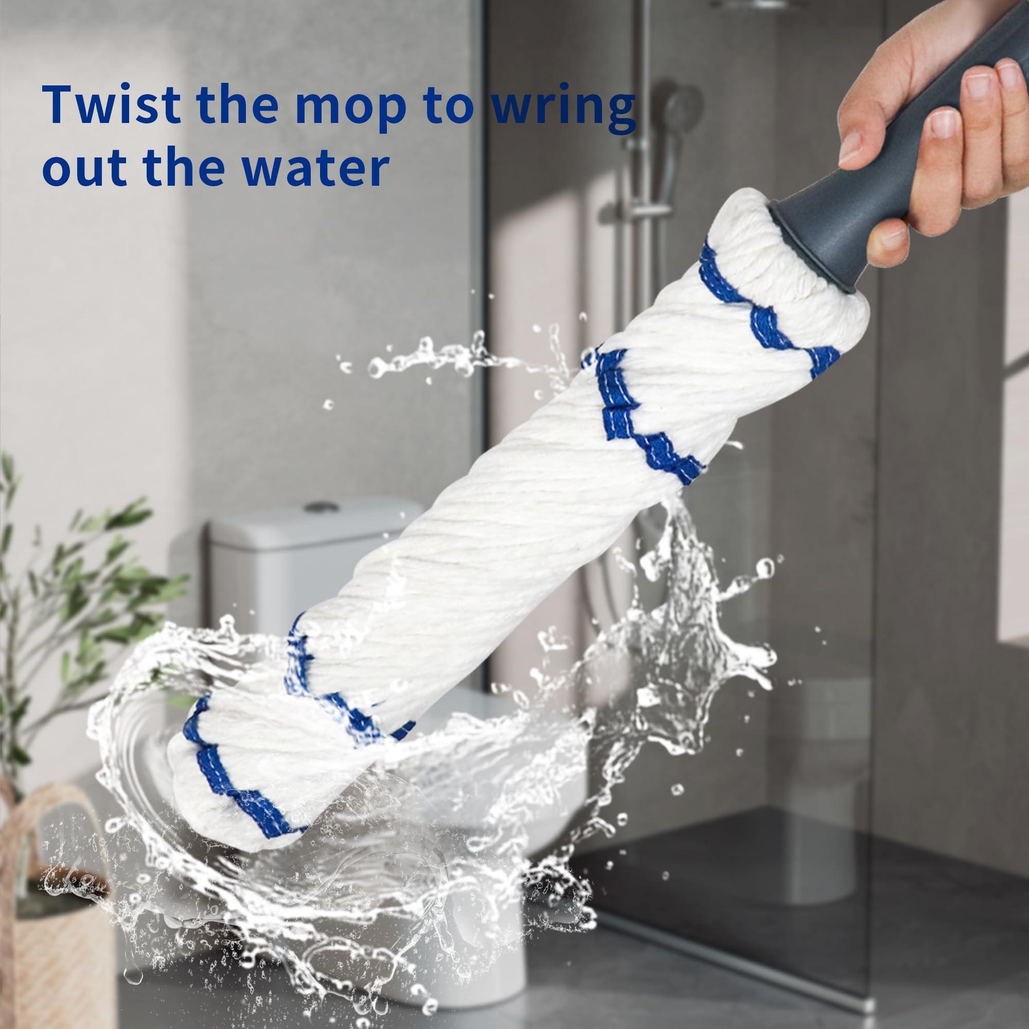 Silkyhose Self-Wringing Twist Mop Cotton Rotating Dry & Wet Mops with 2 Reusable Heads for Floor Cleaning Kitchen Bathroom Hardwood Vinyl Tile Laminate Household Office (White Style 2) - Image 5