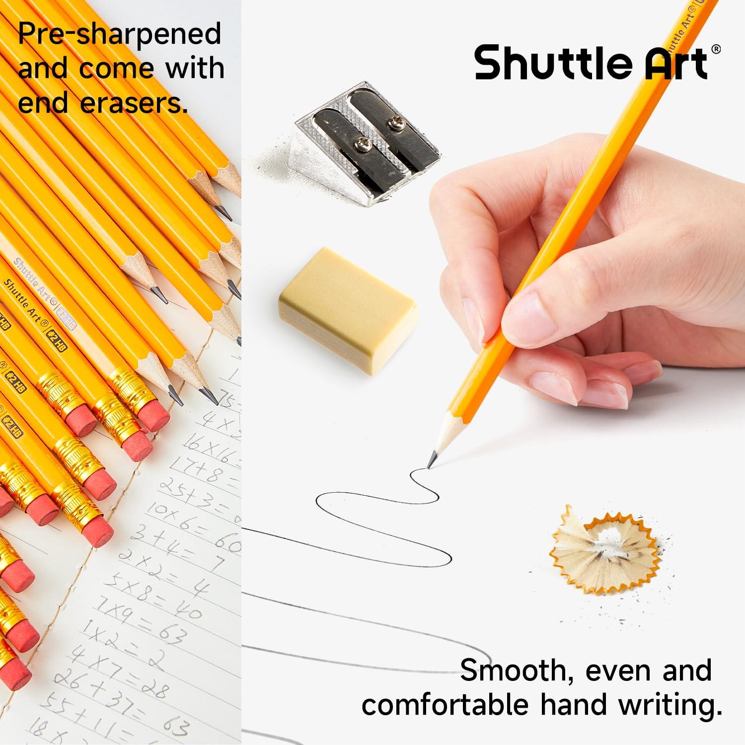 Shuttle Art Wood-Cased #2 HB Pencils, 350 Pack Sharpened Yellow Pencils with Erasers, Bulk Pack Graphite Pencils for School and Teacher Supplies, Writing, Drawing and Sketching - Image 4