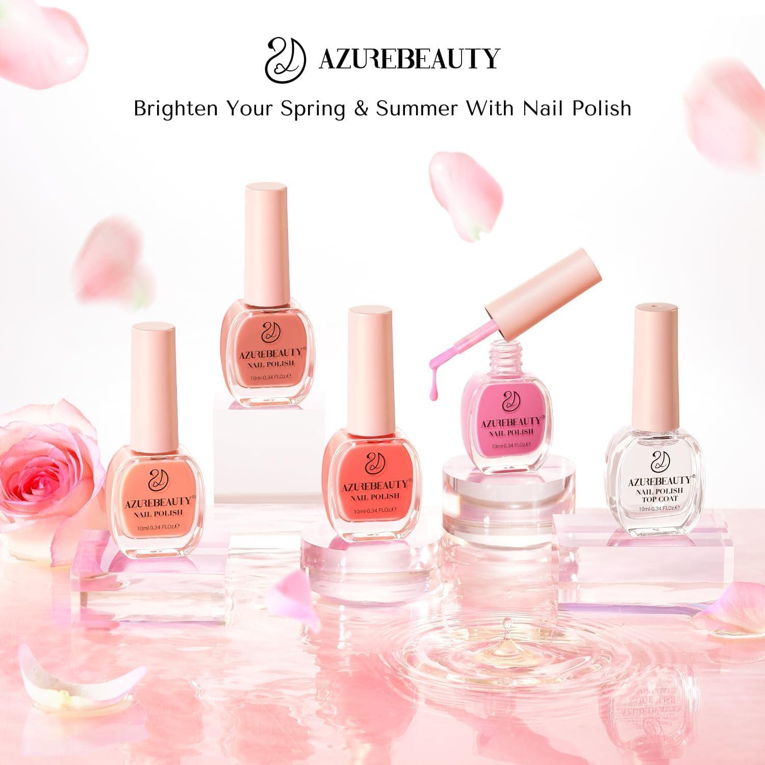 AZUREBEAUTY Jelly Nail Polish Set Quick Dry Transparent Nude Pink Purple Brown 4 Colors Sheer Natural Nail Lacquer Fingernail Kit with Top Coat Nail Polish DIY Salon Home - Image 7