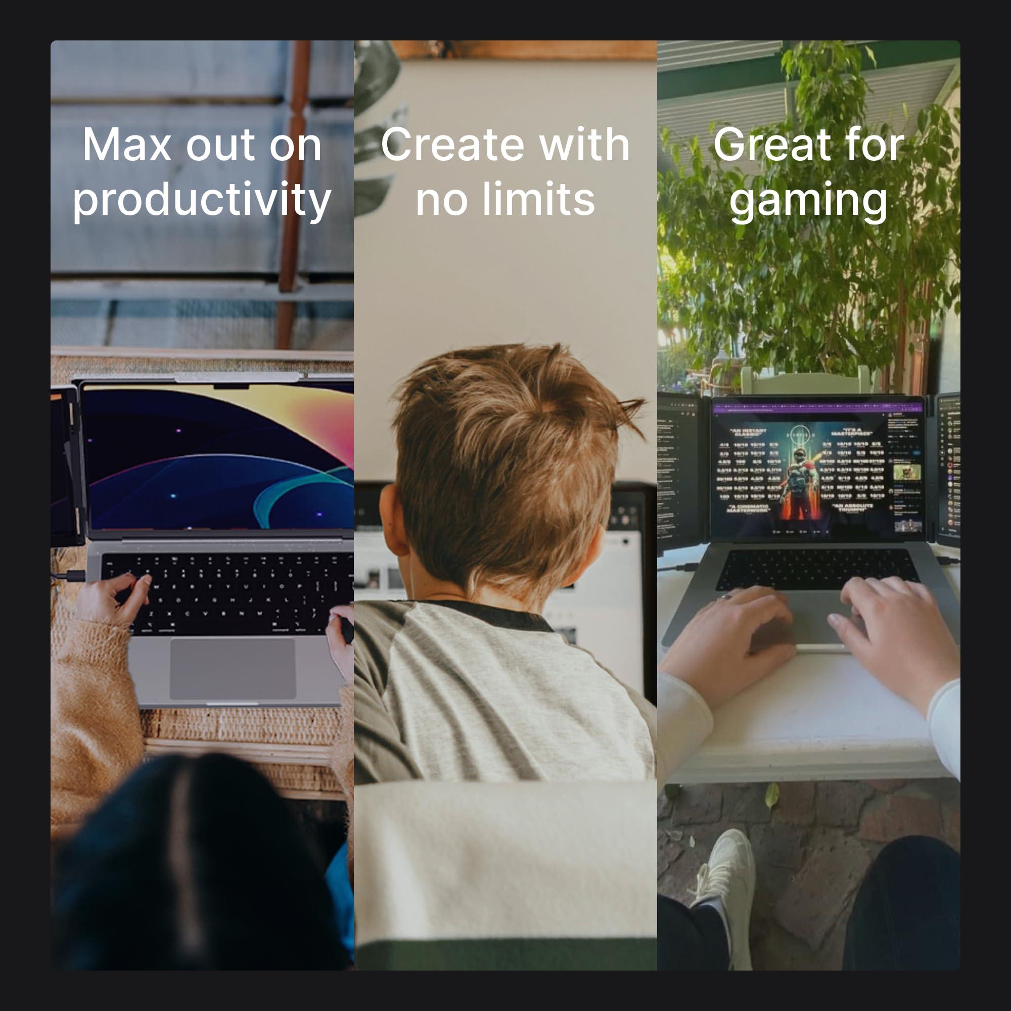 monduo 14" Pro Triple Laptop Glass Screen Extender, Dual 14" 2k Portable Monitors, 144Hz, 100% DCI-P3, 500 Nits, Aluminum Finish for 14" MacBook Pro & Windows, for Gaming, Creators, & Professional - Image 3