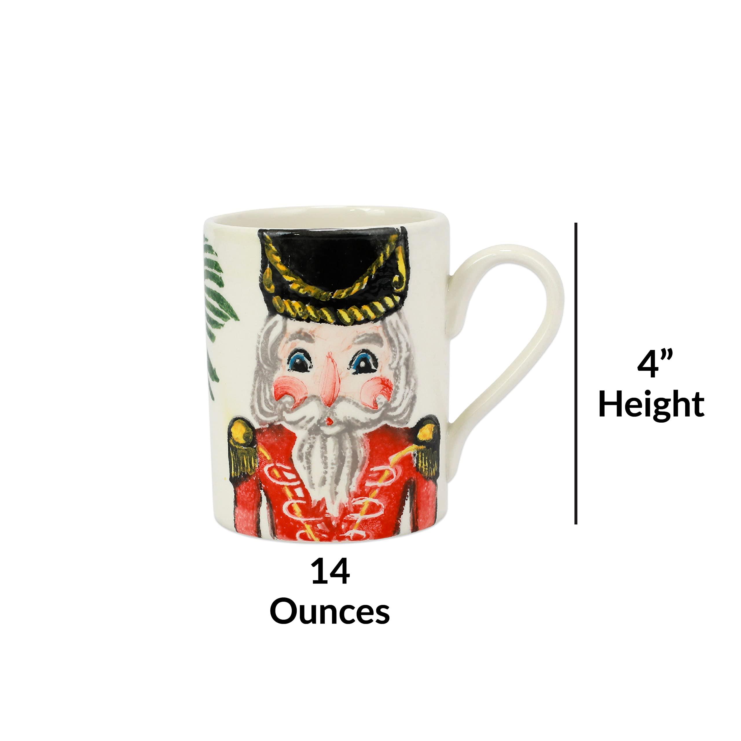 Vietri Nutcrackers Assorted Mugs Set of 4 14oz Terra Bianca Ceramic Coffee Cups Made in Italy - 4.5 Inch Multicolor - Image 3