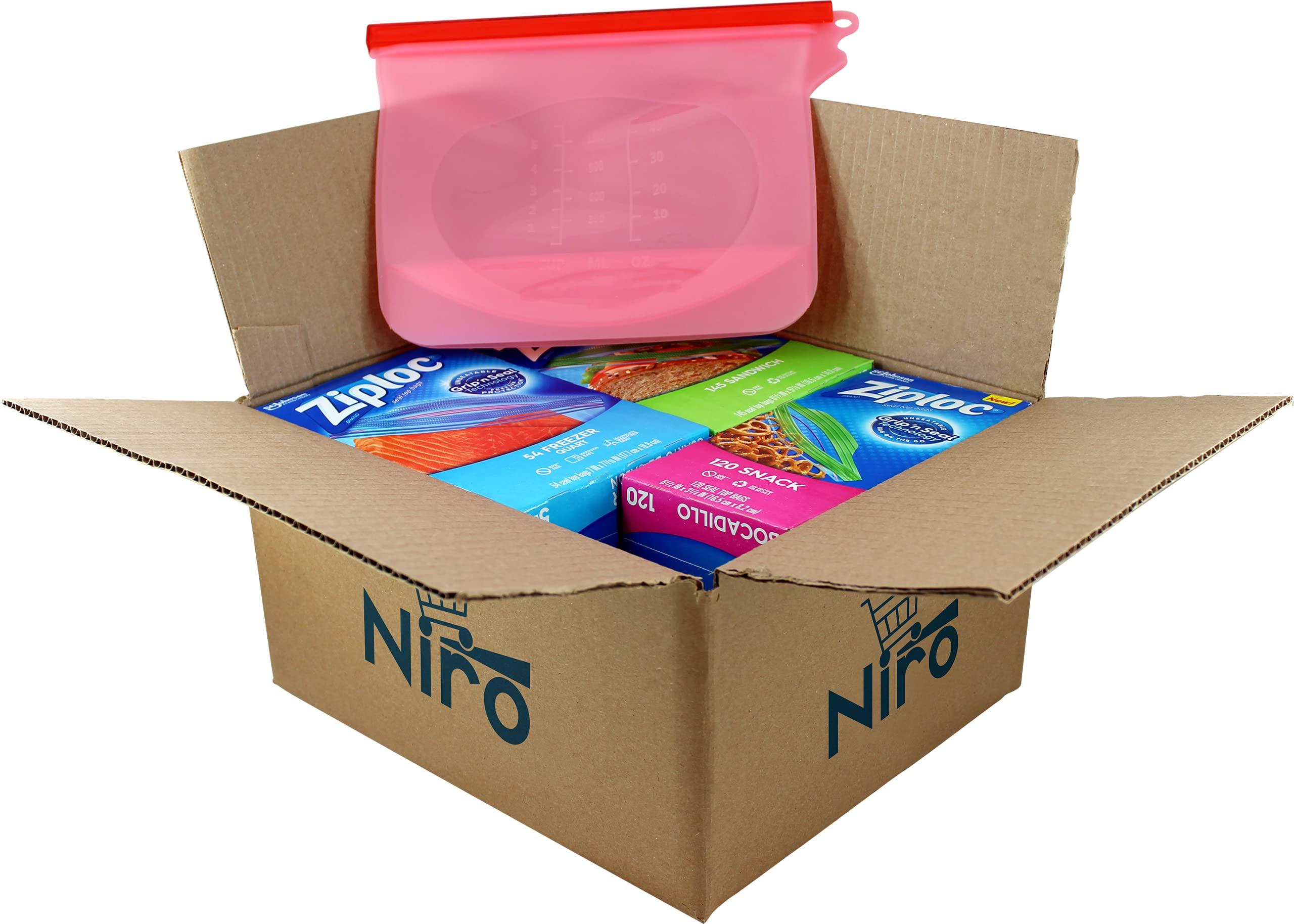 Niro Assortment | Storage Bag 5-Pack Variety Kit | 54 Freezer Quart | 38 Freezer Gallon | 100 Storage Quart | 145 Sandwich Bags | and 1 Silicone Reusable Bag 388 Total Package Quantity - Image 2