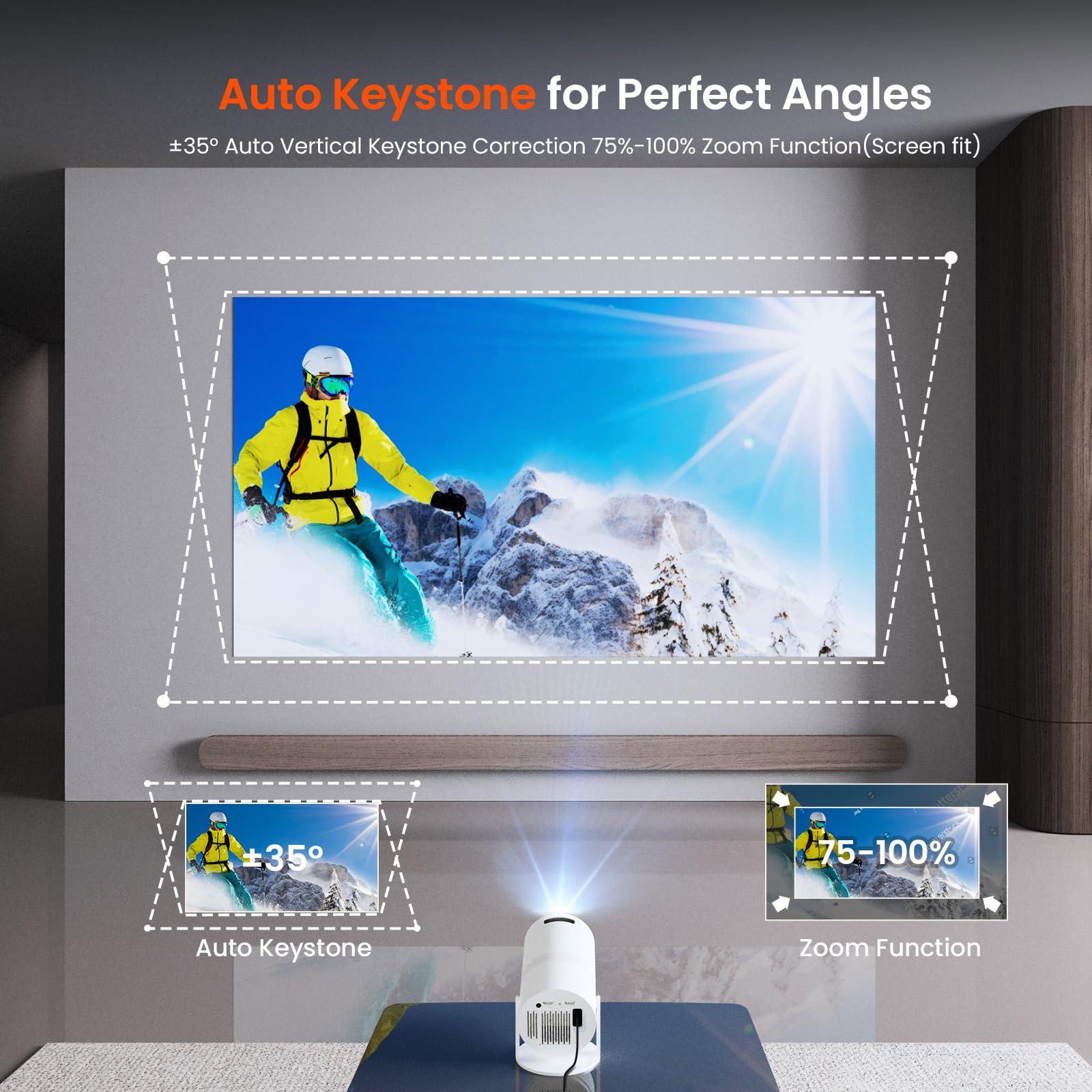 【Two-Way Bluetooth 5.2】Tecaki Mini Portable Projector for Home Theater & Outdoor Movies, 4K & 1080P HD Supported, 180° Rotatable Stand, Auto Keystone Correction, Long Lens Life, Electronic Focus - Image 3