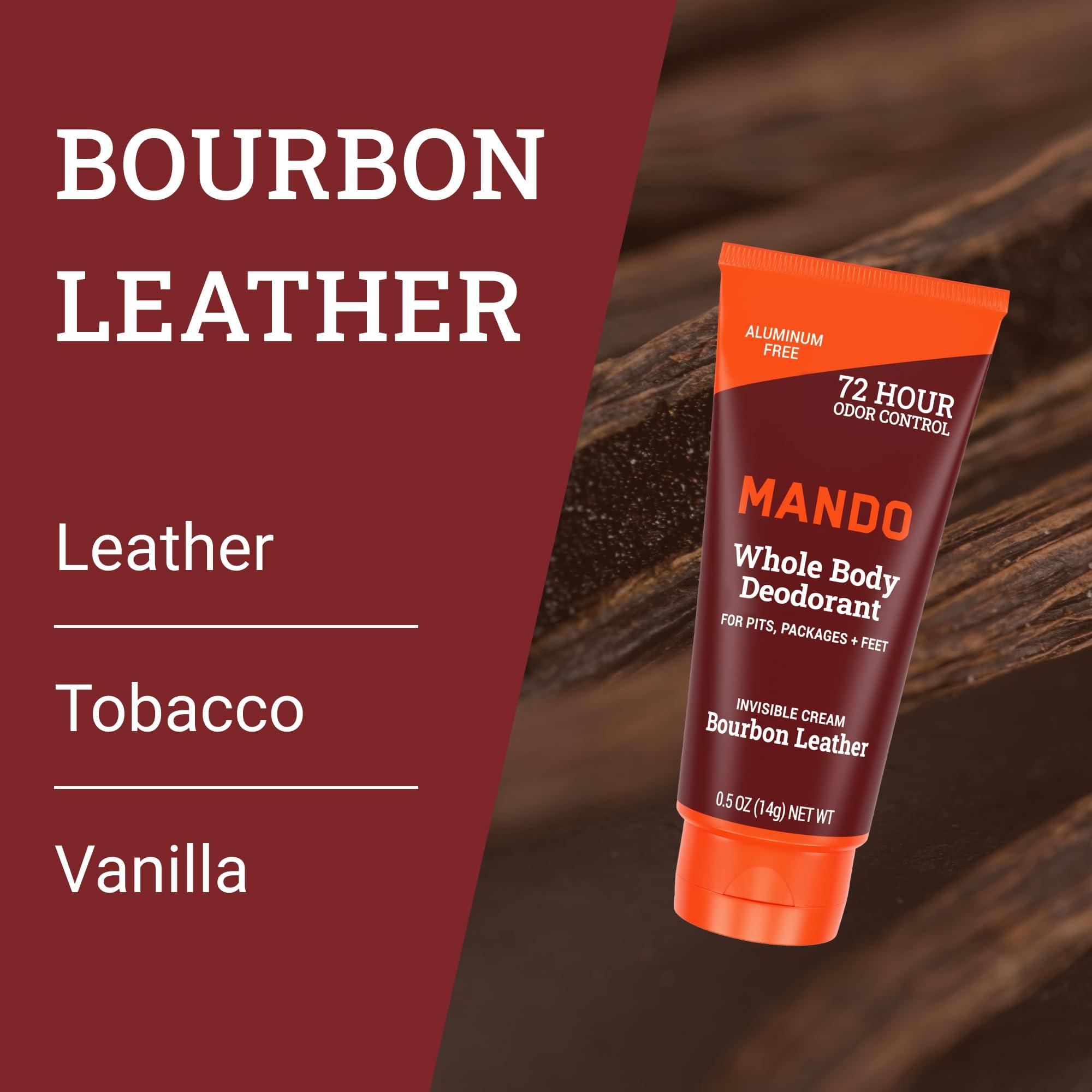 Mando Whole Body Deodorant For Men - XS Travel-Sized Invisible Cream Tube - 72-Hour Odor Control - Aluminum-Free, Baking Soda-Free - 0.5 ounce Tubes (Pack of 2) - Bourbon Leather and Pro Sport Scents - Image 7