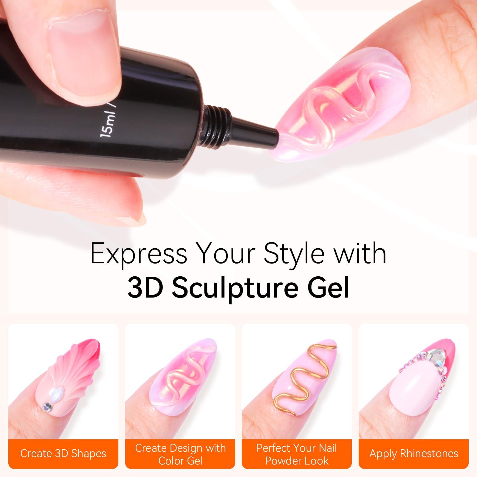 Makartt 3D Nail Gel Nail Art - Sculpting Gel Nail Glue 15g No Wipe Clear Gel Polish for Nail Designs DIY Nail Art for Drawing, Molding, Sculpture and Decoration - Image 2