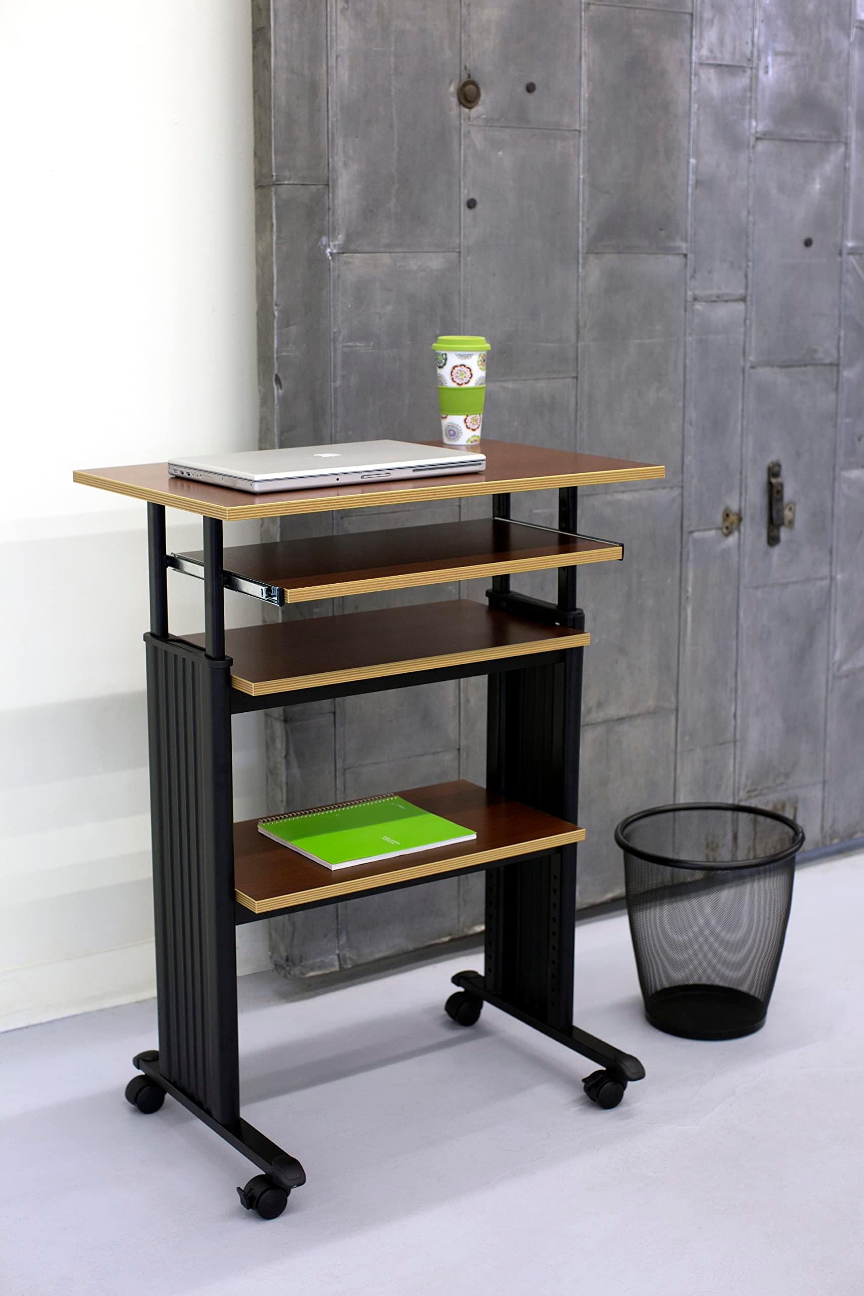 Safco 1929CY MUV Mobile Stand-Up Height-Adjustable Desk,Keyboard Storage, Steel Frame Construction, Durable Melamine Laminate Work Surface, 4 Wheels, Narrow Design - Image 7