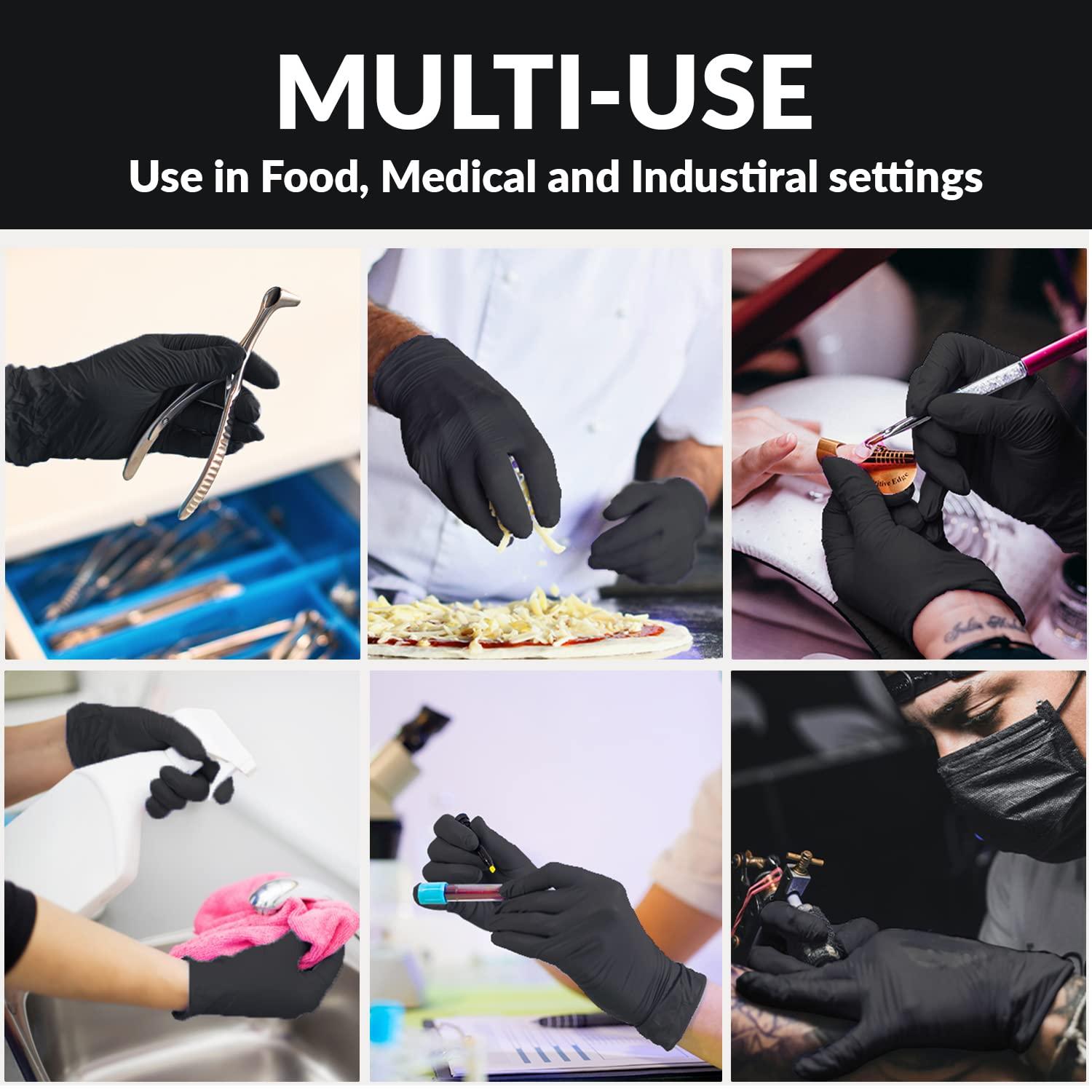 Klex Nitrile Exam Gloves - Medical Grade, Powder & Latex Free, Food Safe, Black, 100, 1000 Count, S, M, L, XL - Image 5