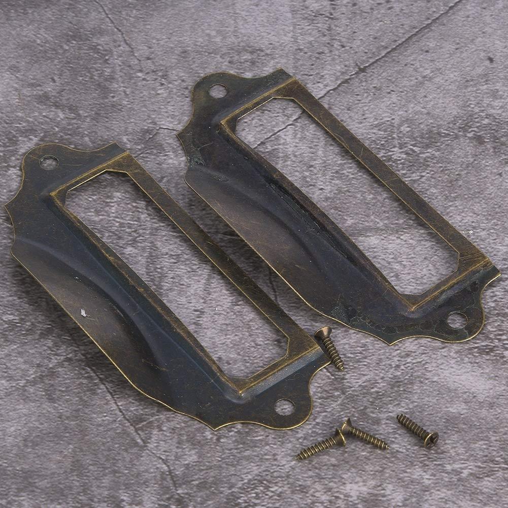 10 Pack File Drawer Label Holder Pull Handle, Antique Bronze Card Holder Drawer Pull Iron Label Holder Pull Handles for Furniture Cupboard Cabinet Drawer, 3.5 x 1.6in - Image 2