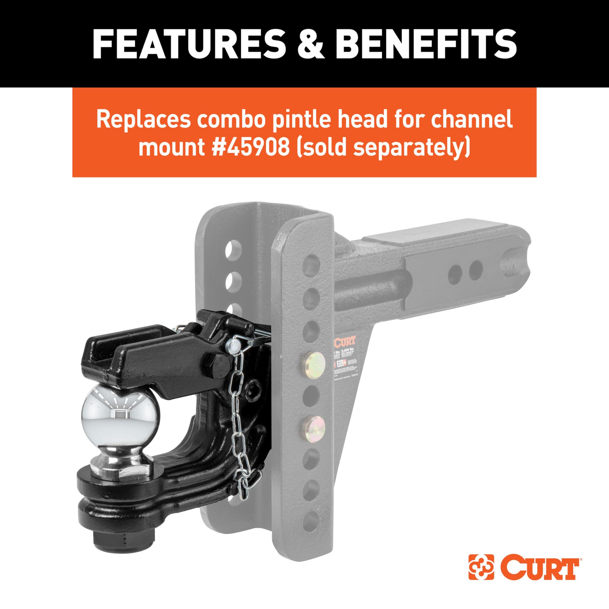 CURT 45922 Channel Mount Pintle Attachment with 2-5/16-Inch Ball, 20,000 lbs, Shank Required - Image 4