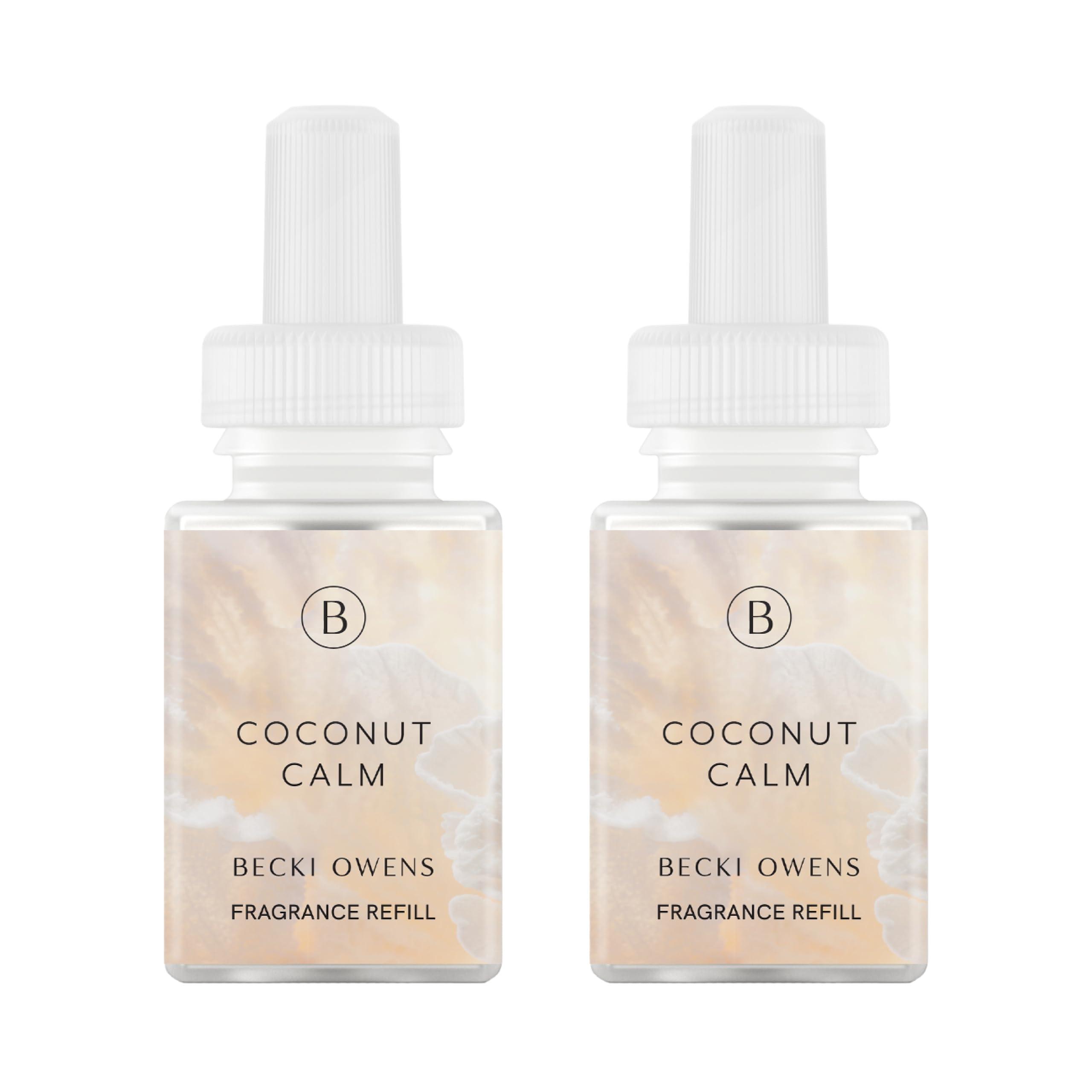 Pura & Becki Owens Home Scent Refill - Smart Home Air Diffuser - Up to 120-Hours of Premium Fragrance per Refill - Household Essential - Clean Diffuser Fragrance - 2 Pack, Coconut Calm
