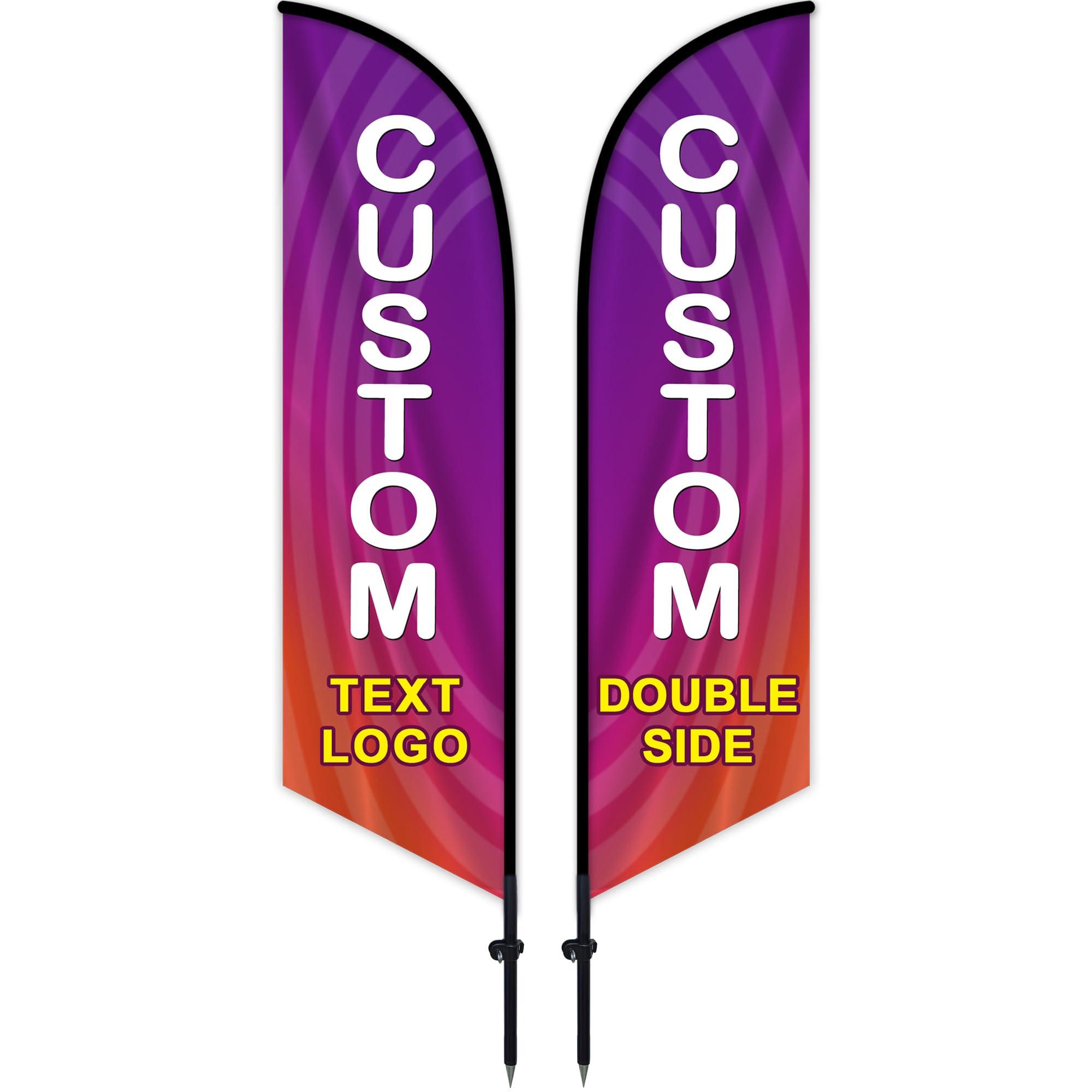 Custom Advertising Feather Flags for Business Outside, Personalized Single/Double Sided Feather Banner Flags with Text Logo, Customized Open Swooper Flag (50200cm/1.66.6FT)