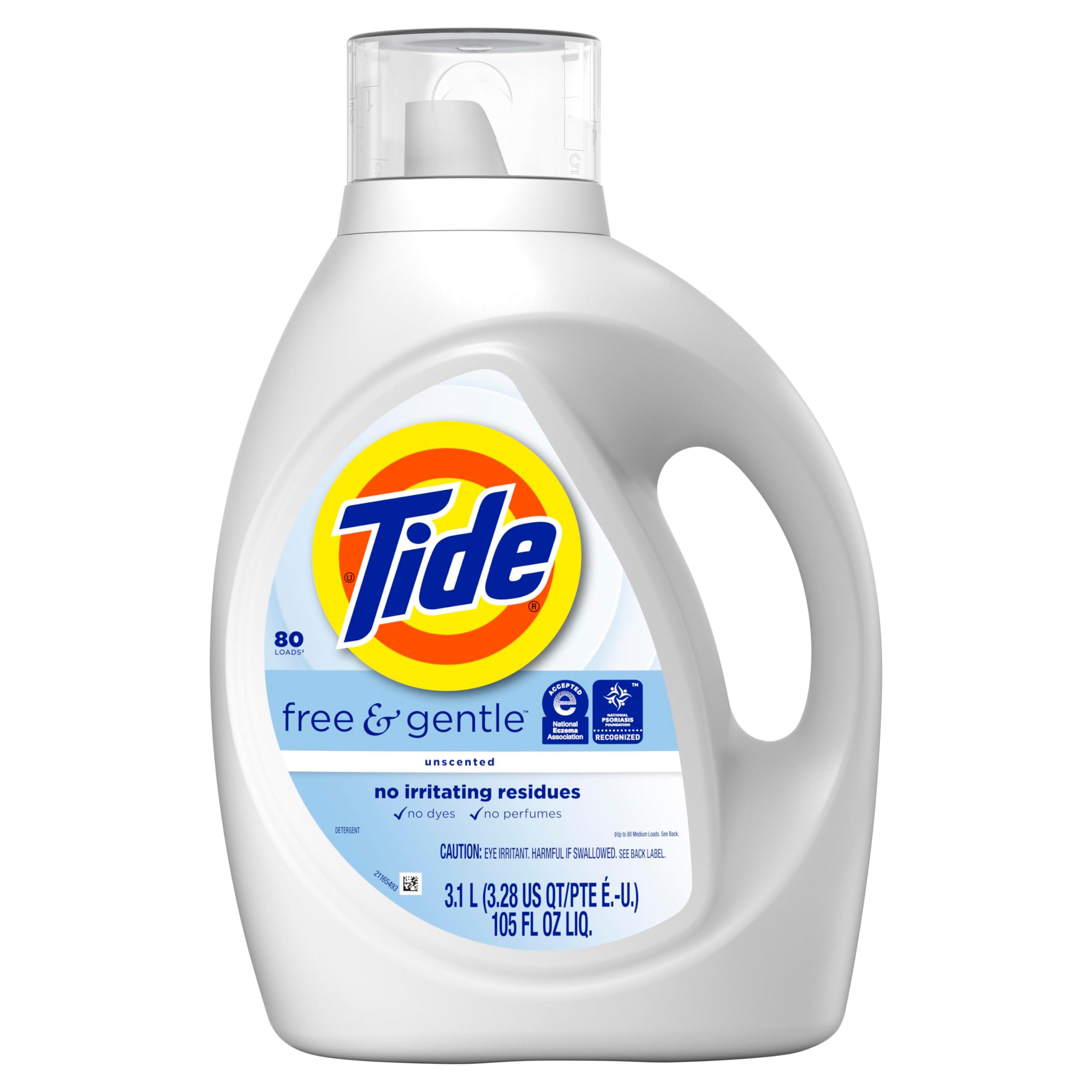 Tide Free & Gentle Liquid Laundry Detergent, 105 fl oz, 80 Loads, HE Compatible - Image 11