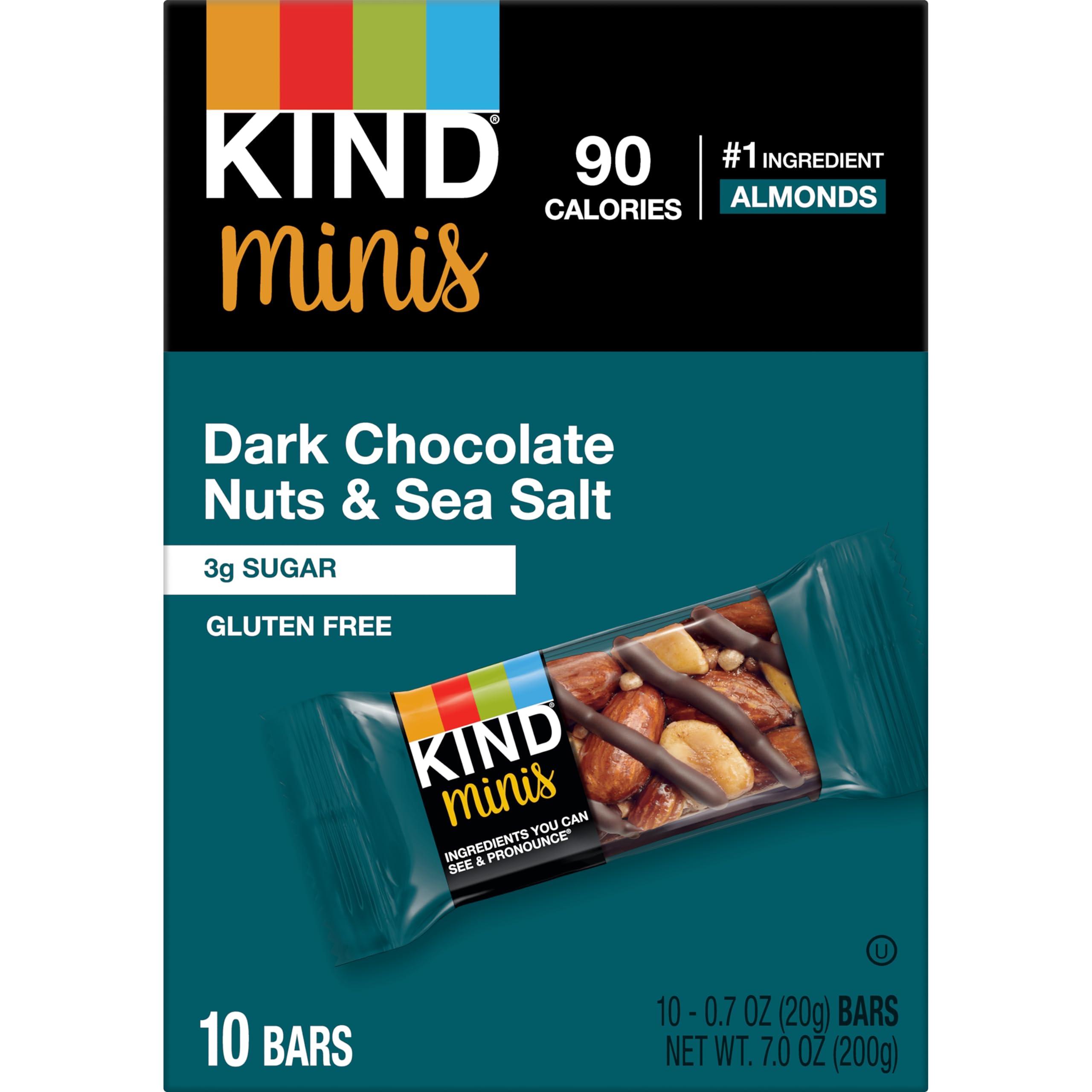 KIND Minis, Dark Chocolate Nuts & Sea Salt, Healthy Snacks, Gluten Free, Low Calorie Snacks, Low Sugar, 10 Count - Image 3
