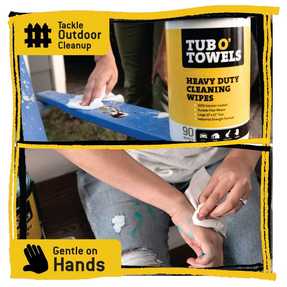 Tub O Towels TW90 Heavy-Duty 10" x 12" Size Multi-Surface Cleaning Wipes, 90 Count Per Canister - Image 5
