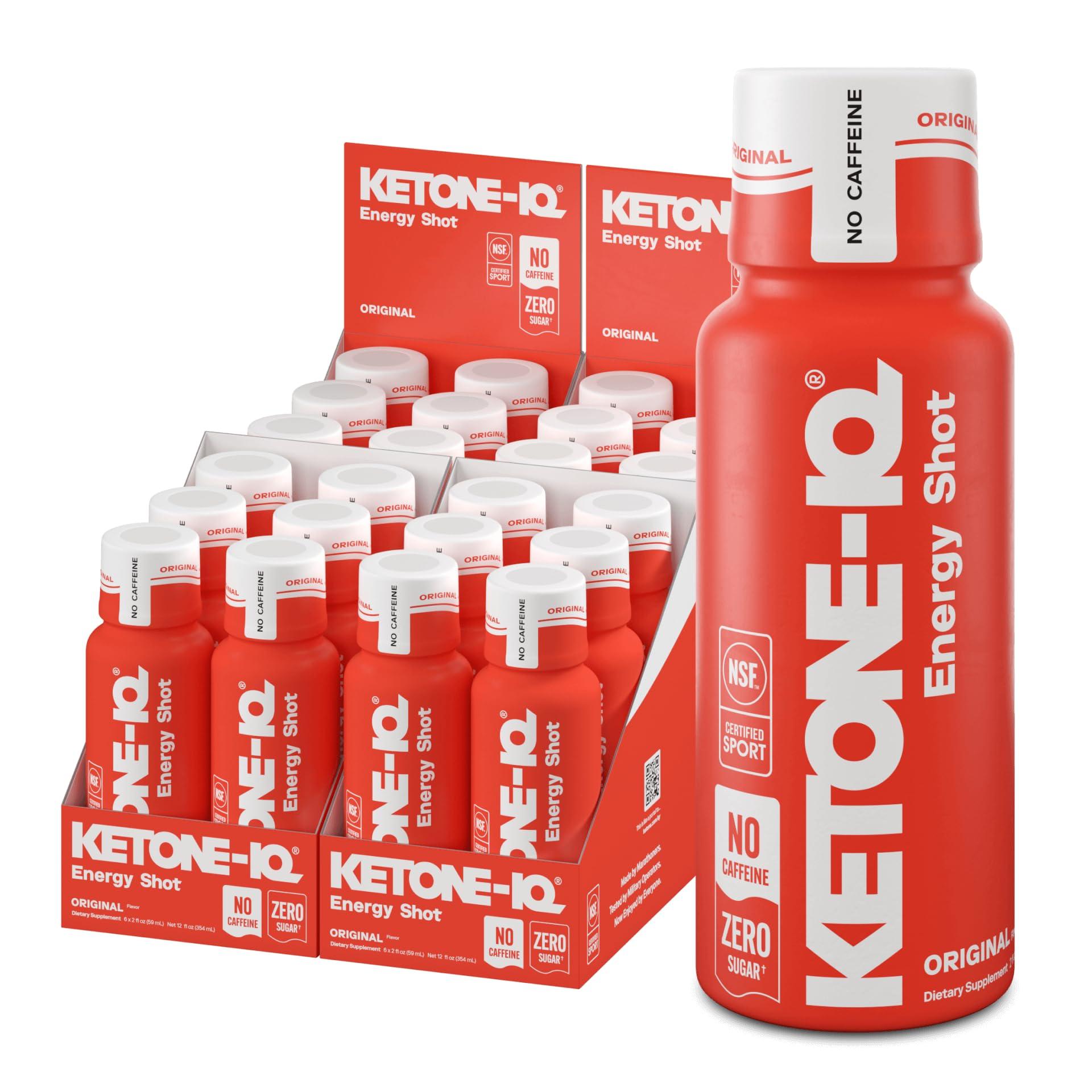 Ketone-IQ No Caffeine Exogenous Ketones Energy Shots - 24 Pack of Caffeine Free Energy Drinks with 10g Bioidentical Ketones - Sugar Free, Salt Free, and All Natural (4x6 ct)