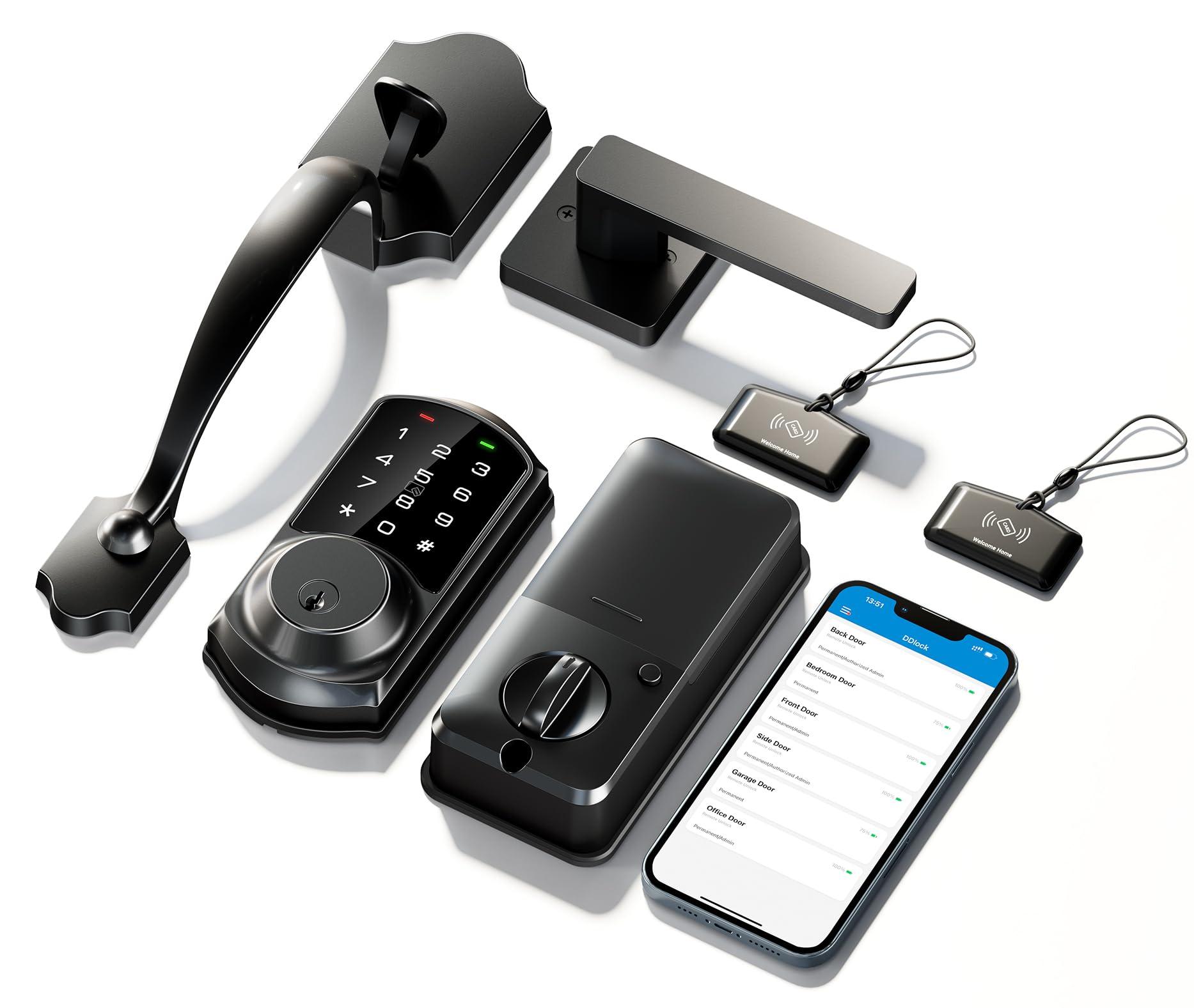 Veise VE06-H Smart Front Door Lock Set, App Control, Keyless Entry Deadbolt with Lever Handle, Electronic Digital Touchscreen Keypad, Auto Lock, Easy Install, Matte Black - Image 7